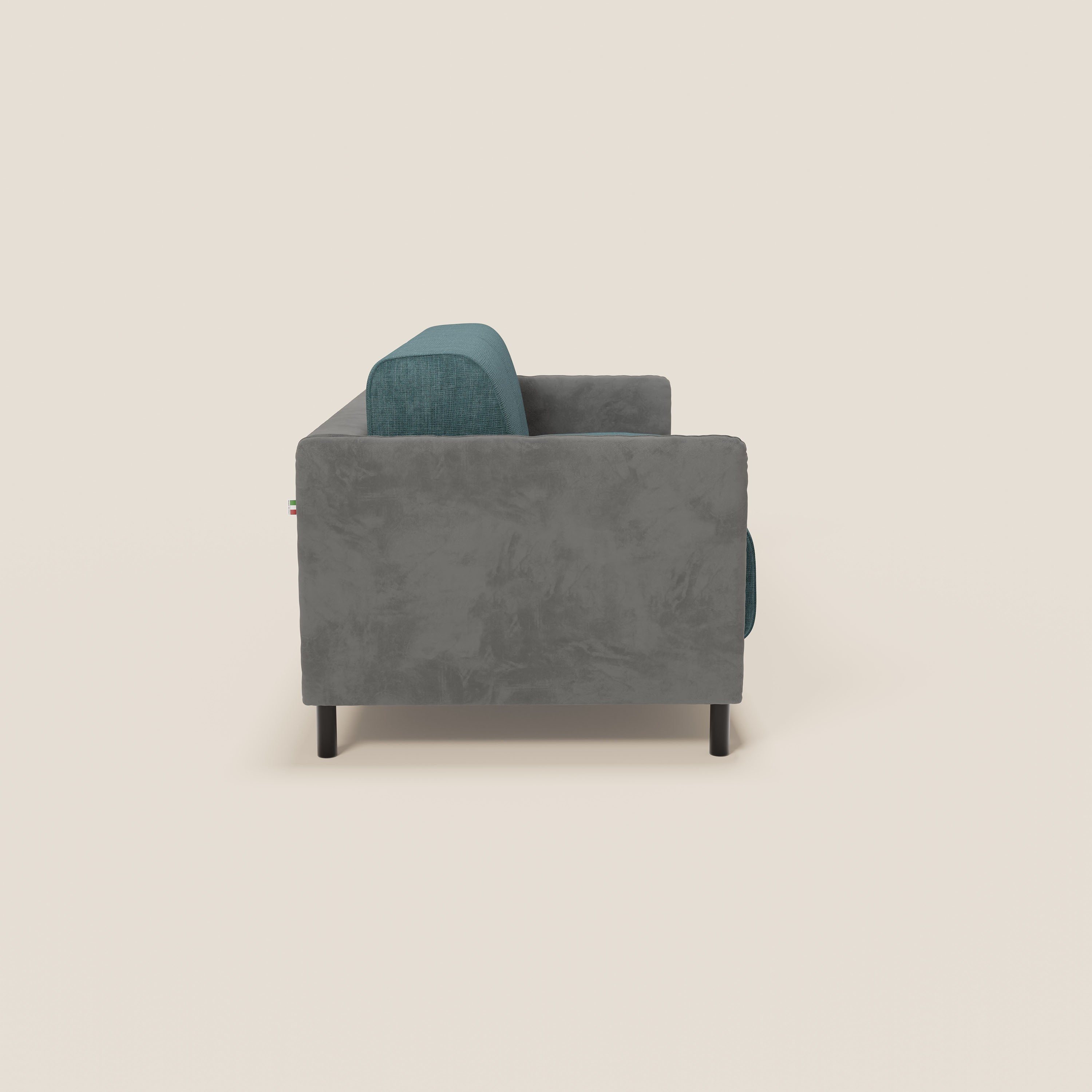 Narciso divano letto desing con materasso H18 cm bicolore con struttura in microfibra smacchiabile e imbottiture in elegante tessuto impermeabile T06 - divitt.sbs