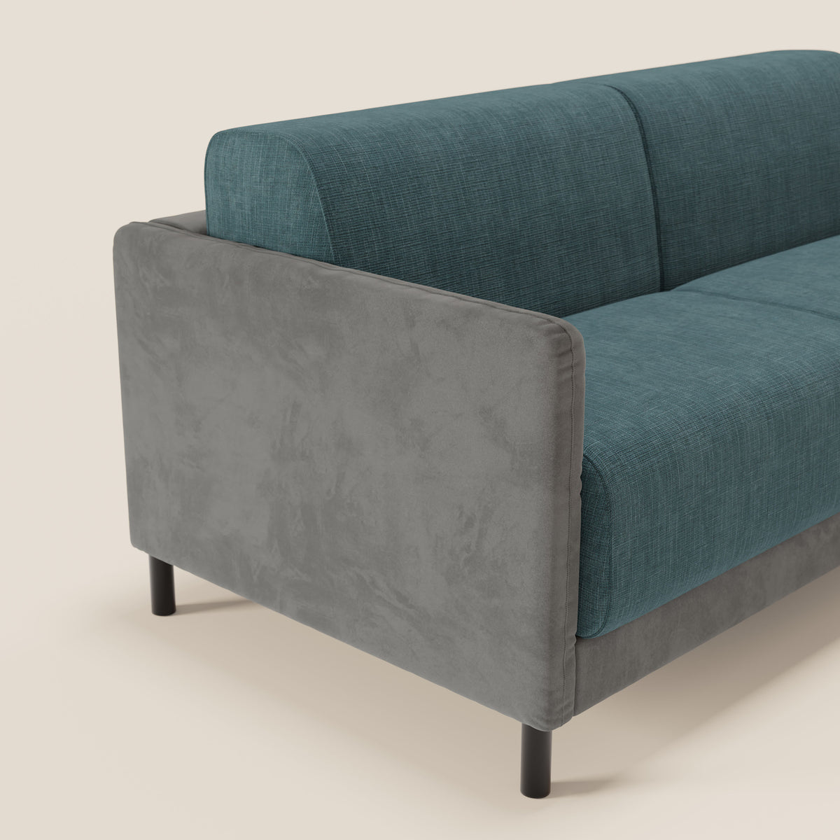 Narciso divano letto desing con materasso H18 cm bicolore con struttura in microfibra smacchiabile e imbottiture in elegante tessuto impermeabile T06 - divitt.sbs