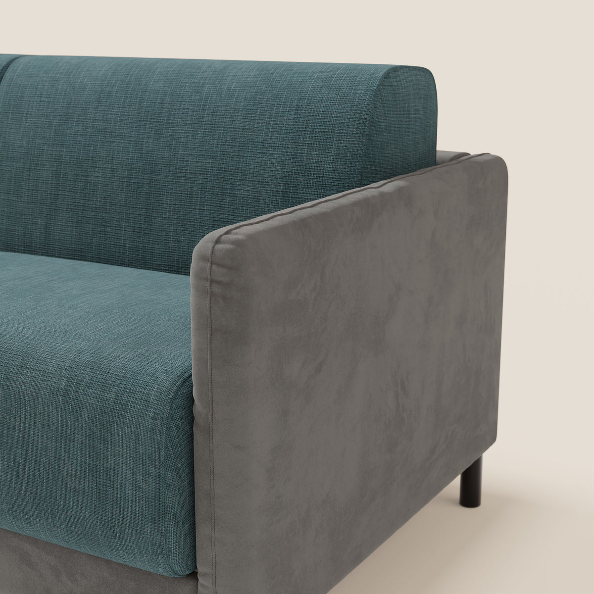 Narciso divano letto desing con materasso H18 cm bicolore con struttura in microfibra smacchiabile e imbottiture in elegante tessuto impermeabile T06 - divitt.sbs