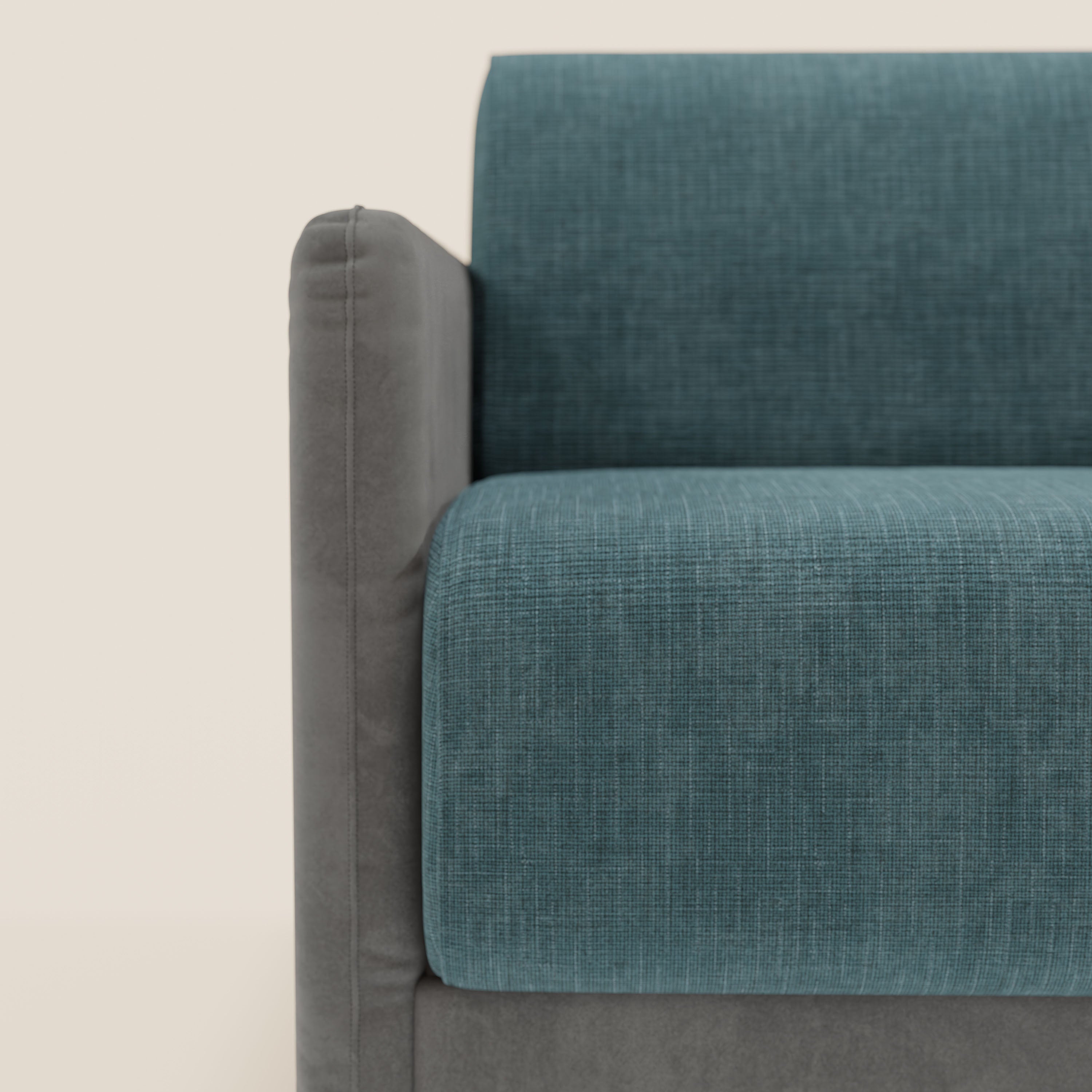 Narciso divano letto desing con materasso H18 cm bicolore con struttura in microfibra smacchiabile e imbottiture in elegante tessuto impermeabile T06 - divitt.sbs