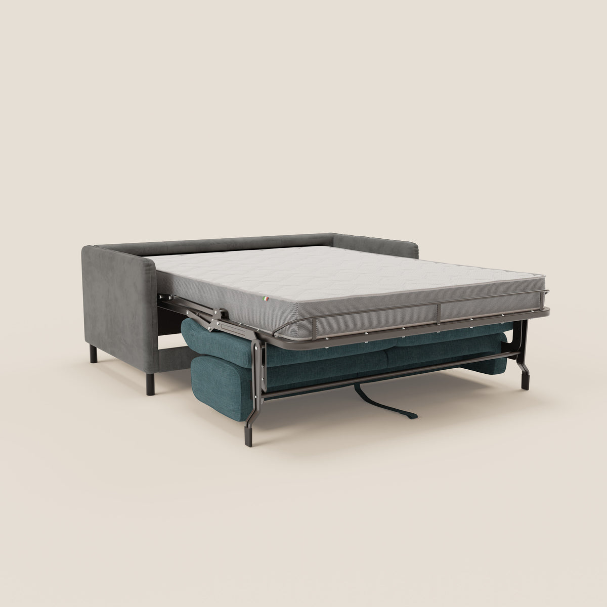 Narciso divano letto desing con materasso H18 cm bicolore con struttura in microfibra smacchiabile e imbottiture in elegante tessuto impermeabile T06 - divitt.sbs