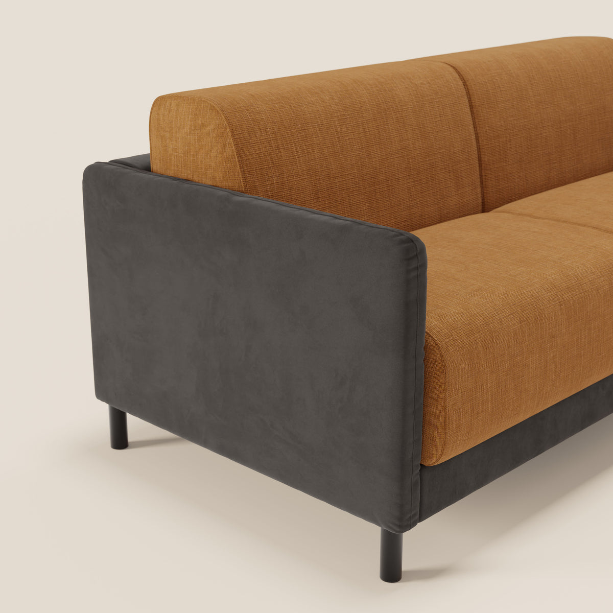 Narciso divano letto desing con materasso H18 cm bicolore con struttura in microfibra smacchiabile e imbottiture in elegante tessuto impermeabile T06 - divitt.sbs