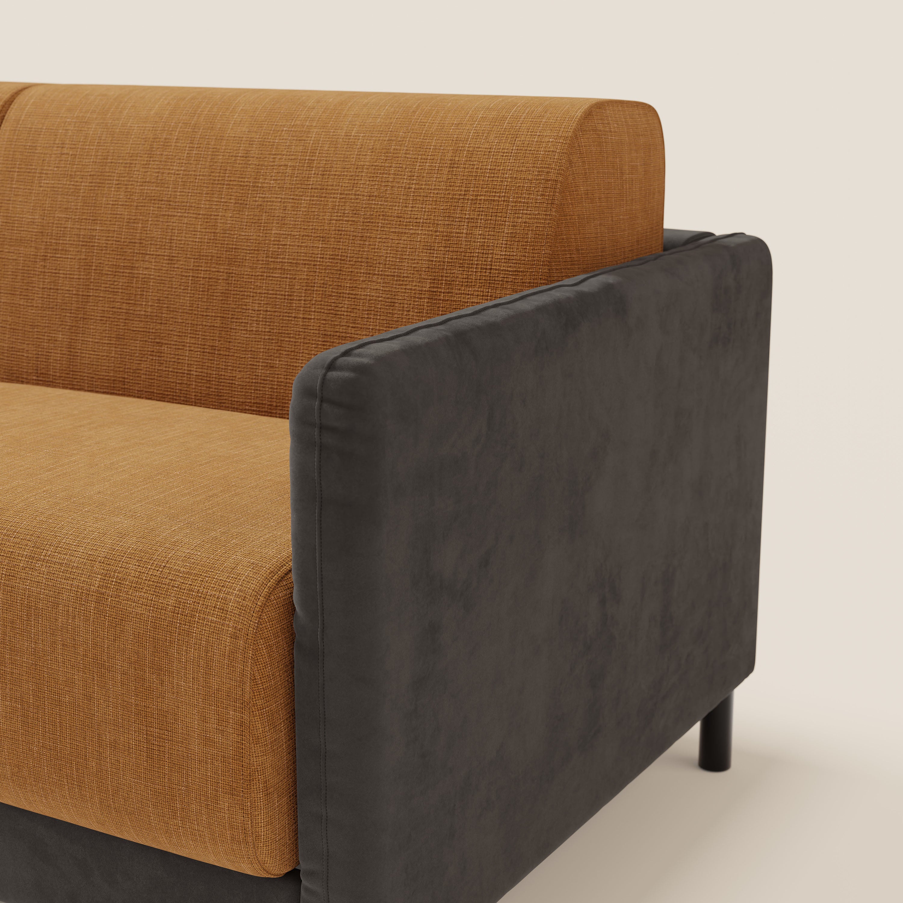 Narciso divano letto desing con materasso H18 cm bicolore con struttura in microfibra smacchiabile e imbottiture in elegante tessuto impermeabile T06 - divitt.sbs