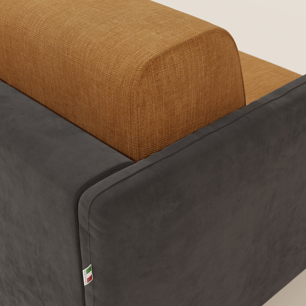 Narciso divano letto desing con materasso H18 cm bicolore con struttura in microfibra smacchiabile e imbottiture in elegante tessuto impermeabile T06 - divitt.sbs
