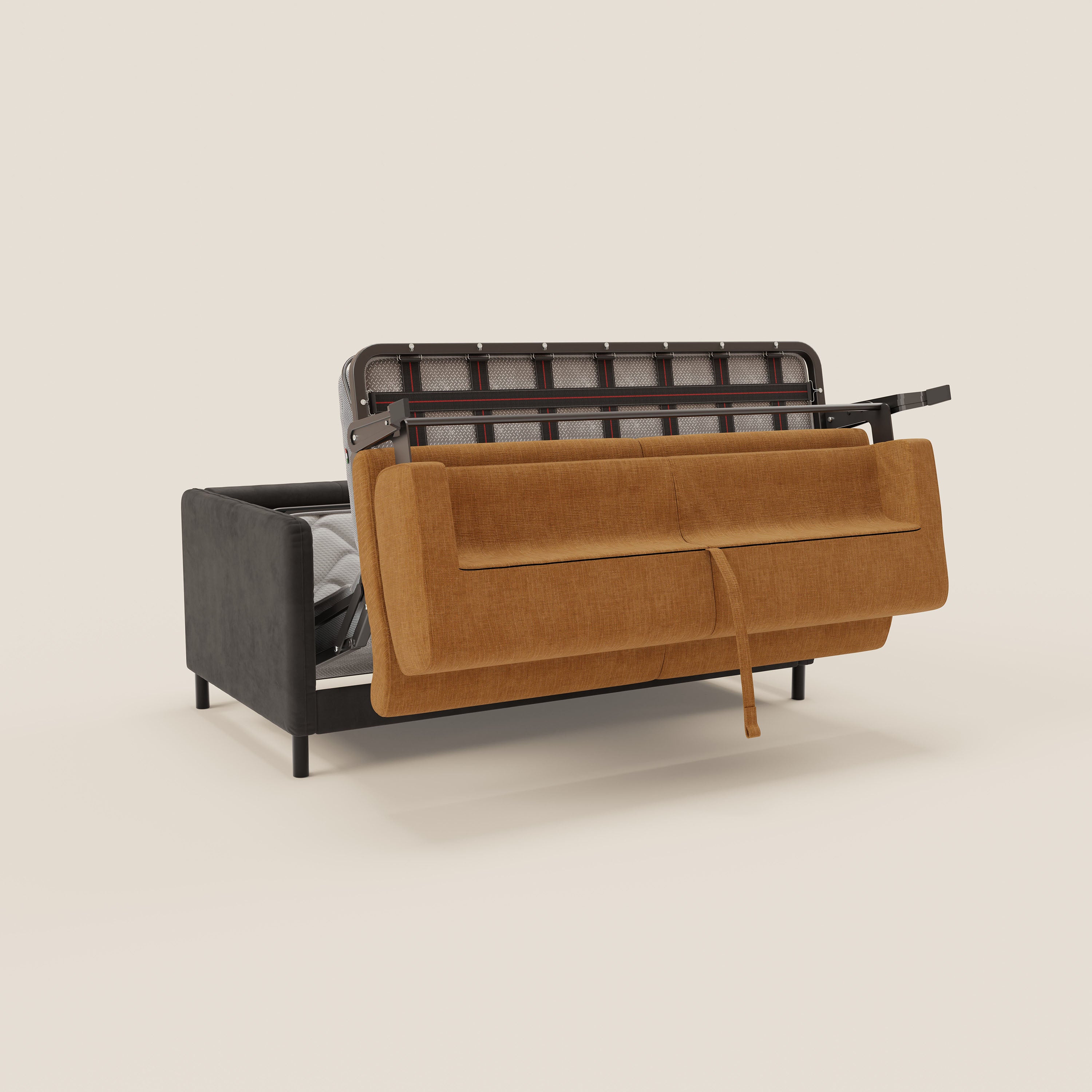 Narciso divano letto desing con materasso H18 cm bicolore con struttura in microfibra smacchiabile e imbottiture in elegante tessuto impermeabile T06 - divitt.sbs