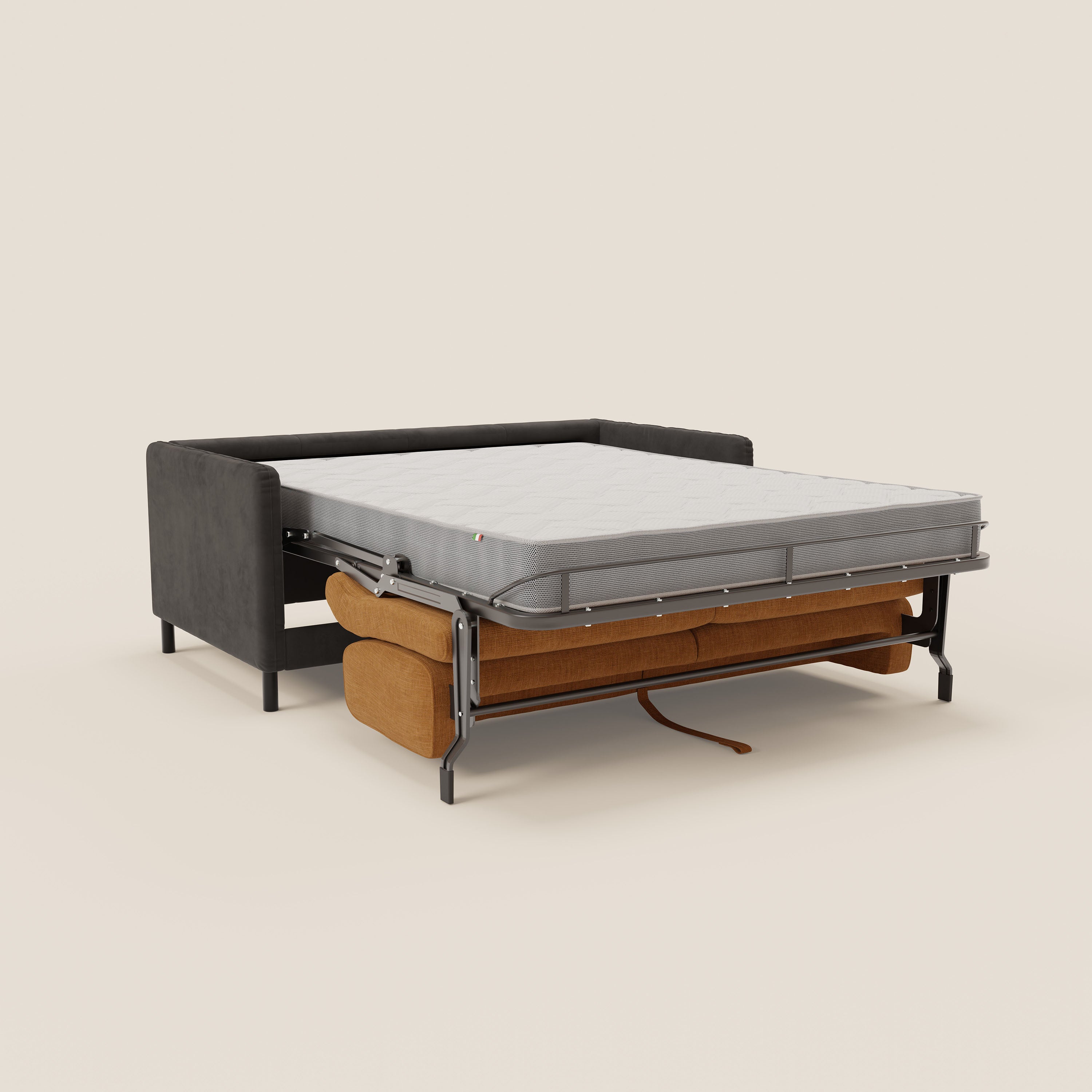 Narciso divano letto desing con materasso H18 cm bicolore con struttura in microfibra smacchiabile e imbottiture in elegante tessuto impermeabile T06 - divitt.sbs