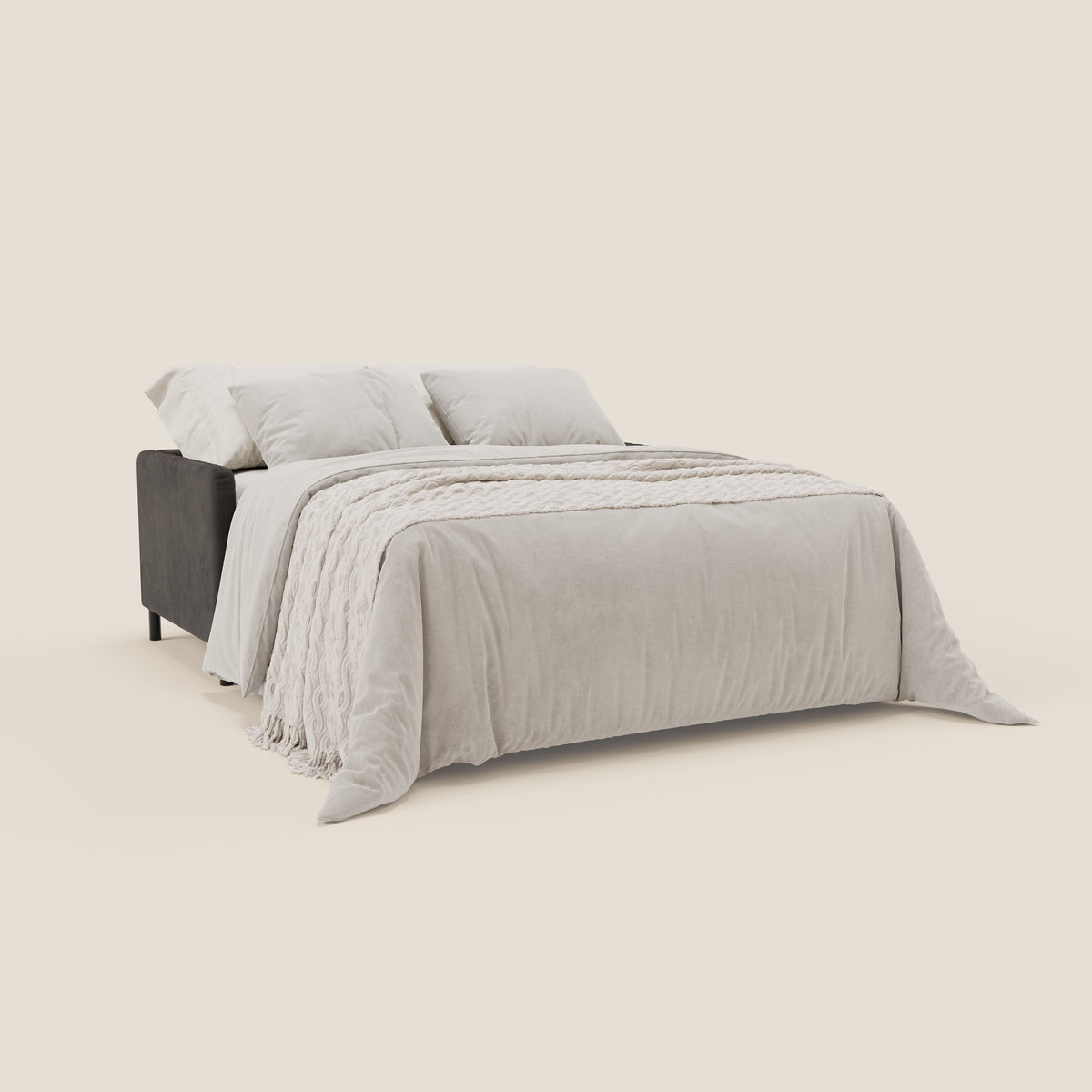 Narciso divano letto desing con materasso H18 cm bicolore con struttura in microfibra smacchiabile e imbottiture in elegante tessuto impermeabile T06 - divitt.sbs