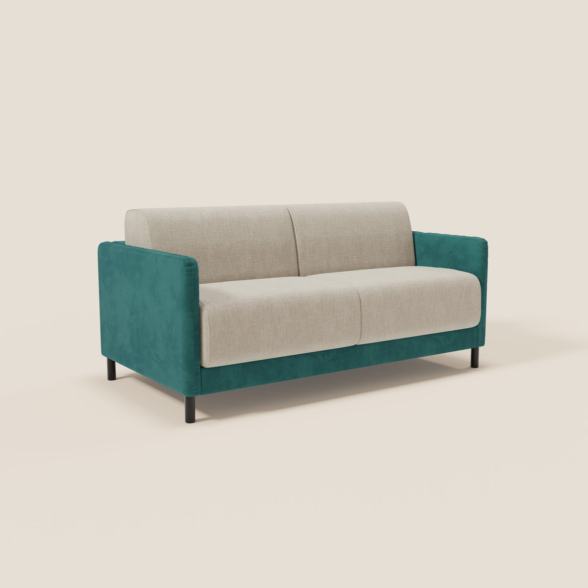 Narciso divano letto desing con materasso H18 cm bicolore con struttura in microfibra smacchiabile e imbottiture in elegante tessuto impermeabile T06 - divitt.sbs