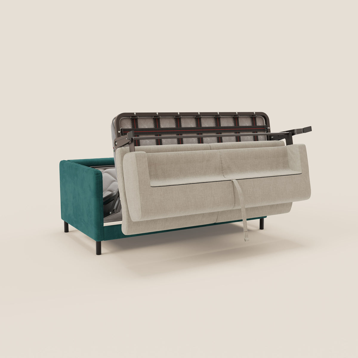 Narciso divano letto desing con materasso H18 cm bicolore con struttura in microfibra smacchiabile e imbottiture in elegante tessuto impermeabile T06 - divitt.sbs