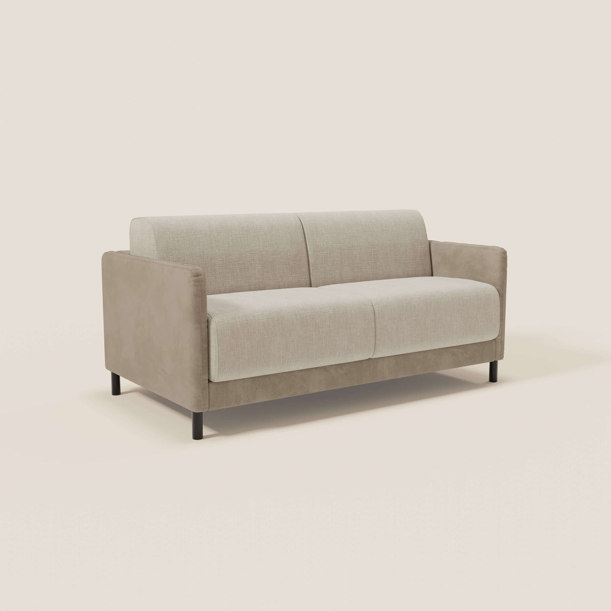 Narciso divano letto desing con materasso H18 cm bicolore con struttura in microfibra smacchiabile e imbottiture in elegante tessuto impermeabile T06 - divitt.sbs