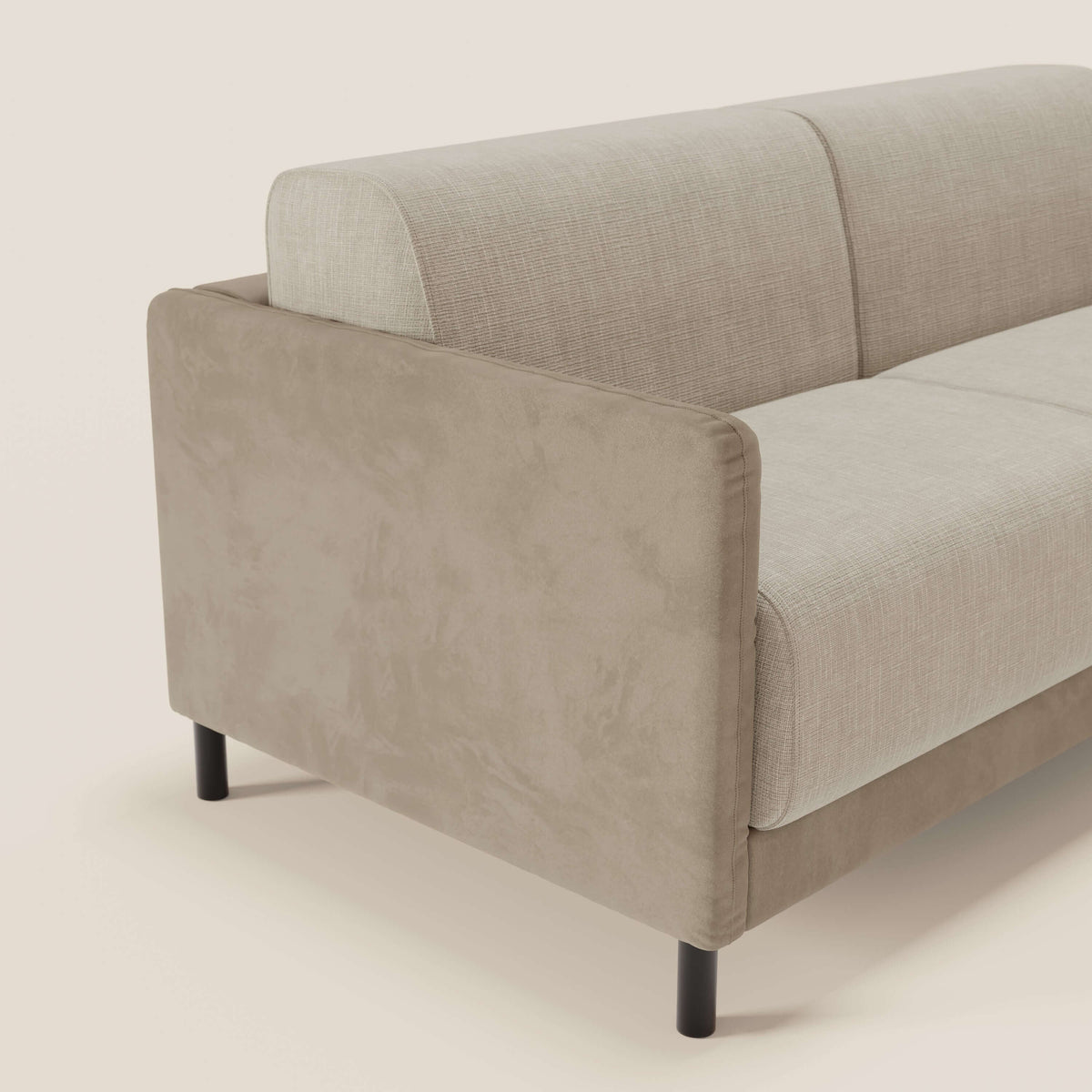 Narciso divano letto desing con materasso H18 cm bicolore con struttura in microfibra smacchiabile e imbottiture in elegante tessuto impermeabile T06 - divitt.sbs