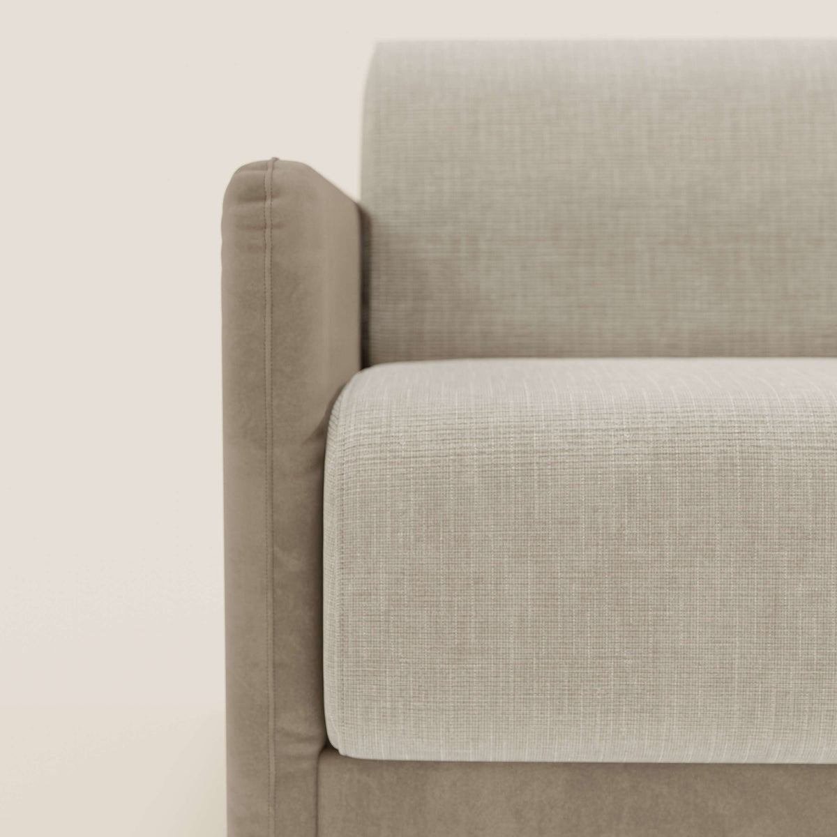 Narciso divano letto desing con materasso H18 cm bicolore con struttura in microfibra smacchiabile e imbottiture in elegante tessuto impermeabile T06 - divitt.sbs