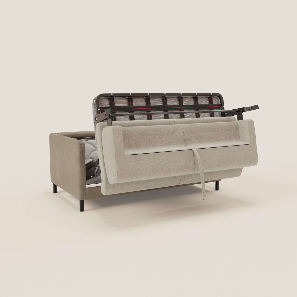 Narciso divano letto desing con materasso H18 cm bicolore con struttura in microfibra smacchiabile e imbottiture in elegante tessuto impermeabile T06 - divitt.sbs