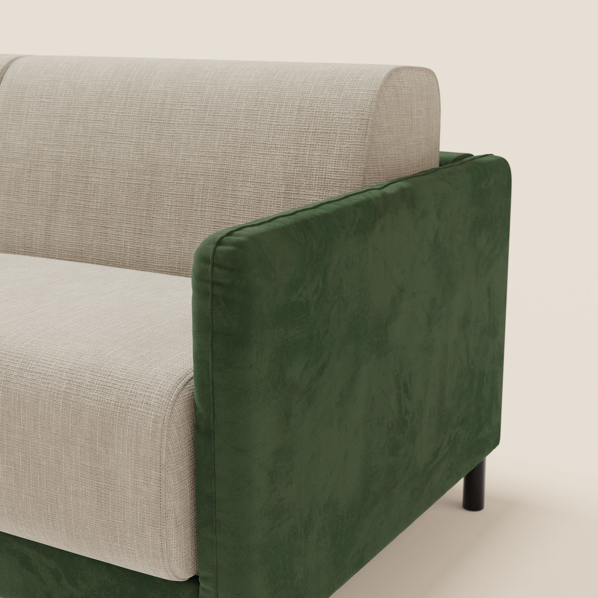 Narciso divano letto desing con materasso H18 cm bicolore con struttura in microfibra smacchiabile e imbottiture in elegante tessuto impermeabile T06 - divitt.sbs