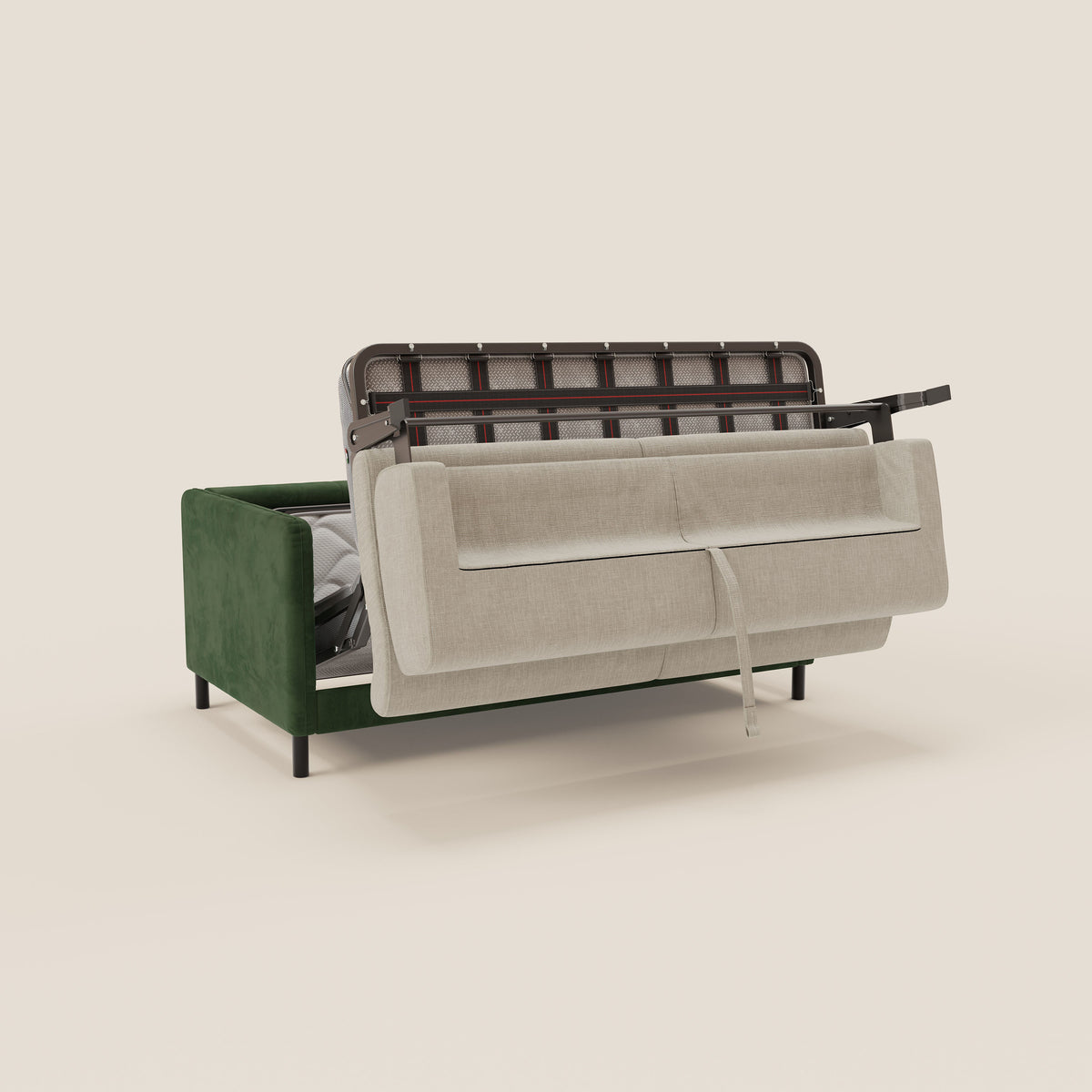 Narciso divano letto desing con materasso H18 cm bicolore con struttura in microfibra smacchiabile e imbottiture in elegante tessuto impermeabile T06 - divitt.sbs