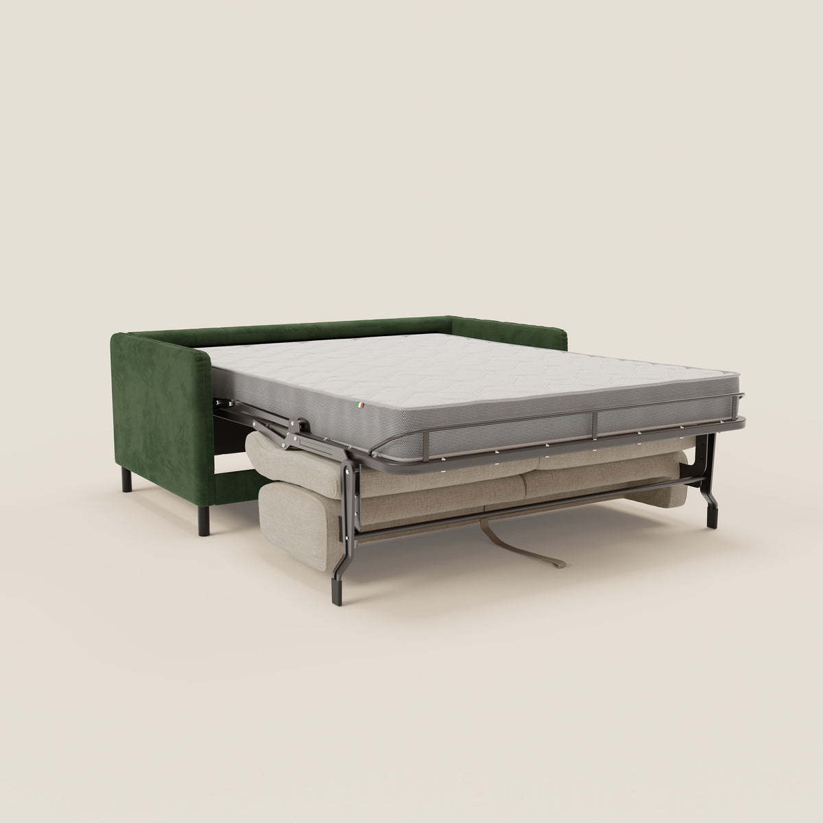 Narciso divano letto desing con materasso H18 cm bicolore con struttura in microfibra smacchiabile e imbottiture in elegante tessuto impermeabile T06 - divitt.sbs