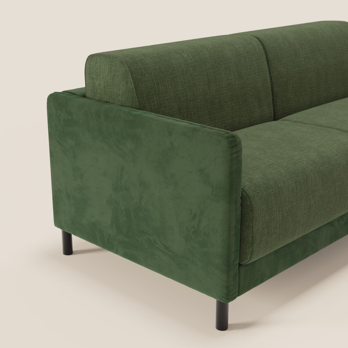 Narciso divano letto desing con materasso H18 cm bicolore con struttura in microfibra smacchiabile e imbottiture in elegante tessuto impermeabile T06 - divitt.sbs