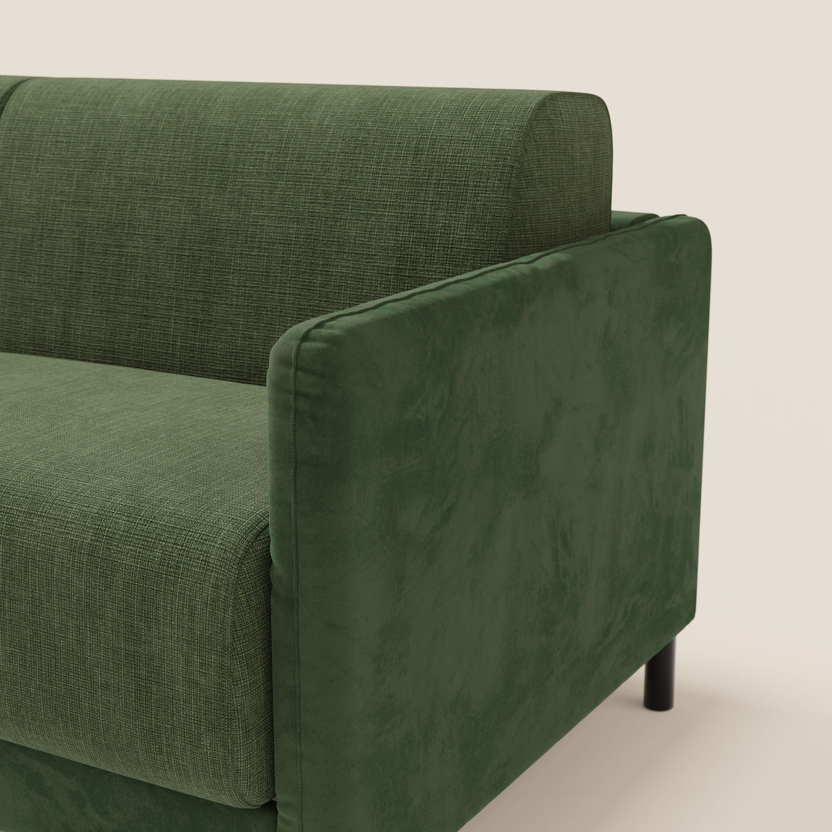 Narciso divano letto desing con materasso H18 cm bicolore con struttura in microfibra smacchiabile e imbottiture in elegante tessuto impermeabile T06 - divitt.sbs
