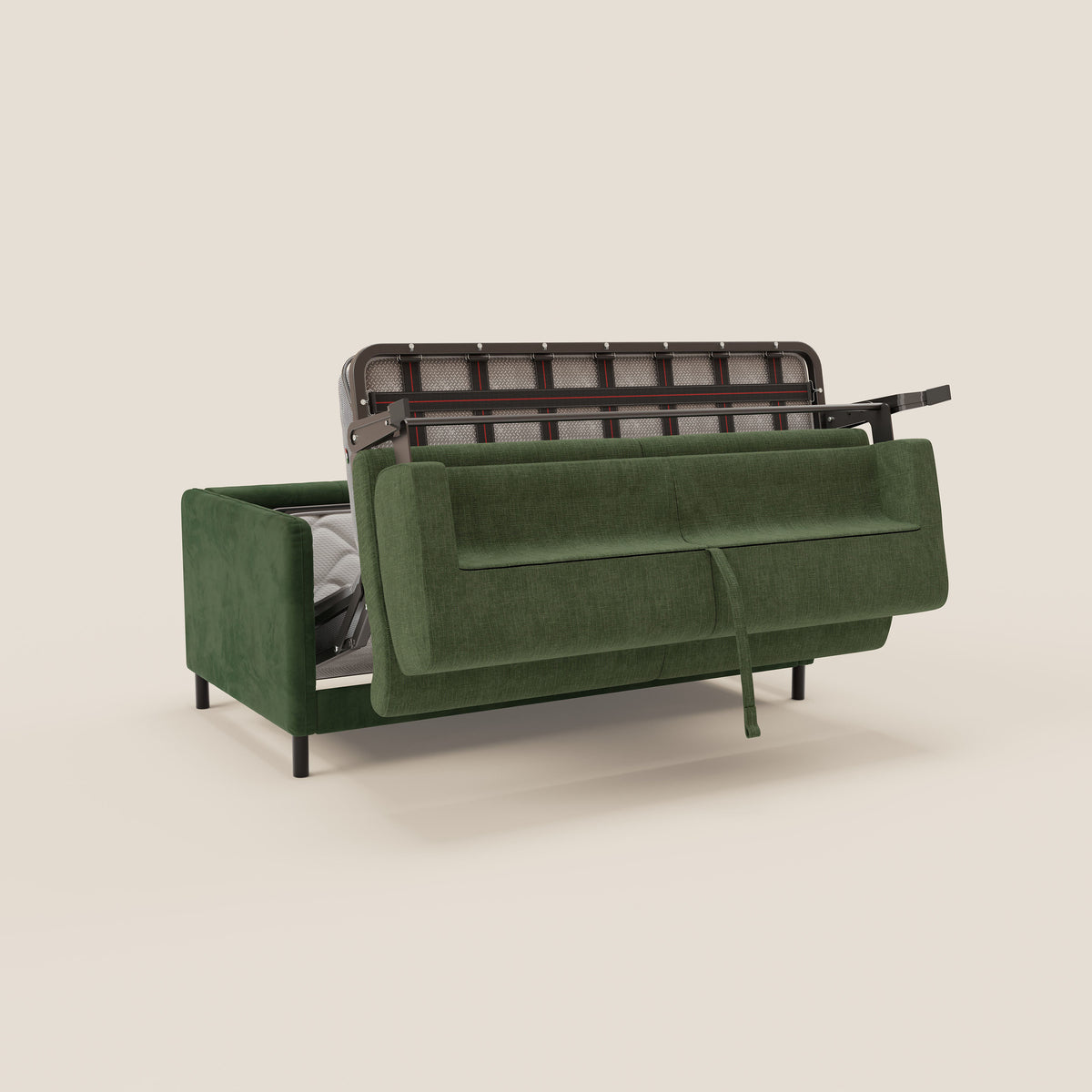 Narciso divano letto desing con materasso H18 cm bicolore con struttura in microfibra smacchiabile e imbottiture in elegante tessuto impermeabile T06 - divitt.sbs