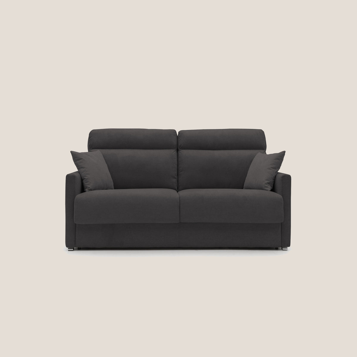 Margot Divano letto matrimoniale con schienale morbido alto in tessuto T02 nero - divitt.sbs