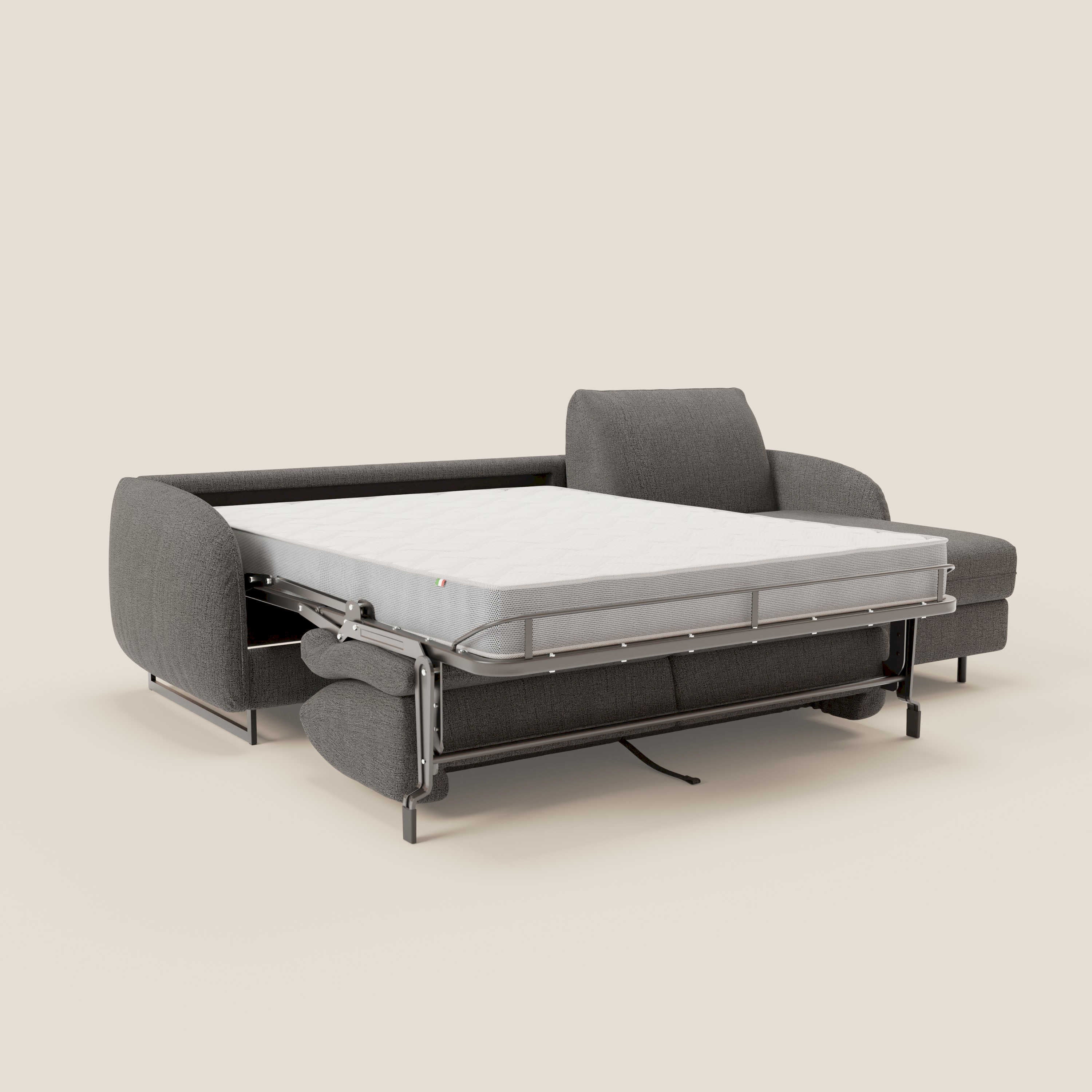 Ninfea Divano Letto Angolare con Penisola Contenitore e Materasso H18 cm - piedini in metallo e Tessuto impermeabile T03 - divitt.sbs