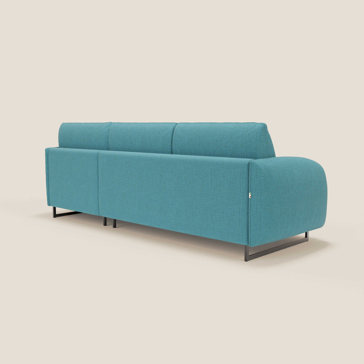 Ninfea Divano Letto Angolare con Penisola Contenitore e Materasso H18 cm - piedini in metallo e Tessuto impermeabile T03 - divitt.sbs