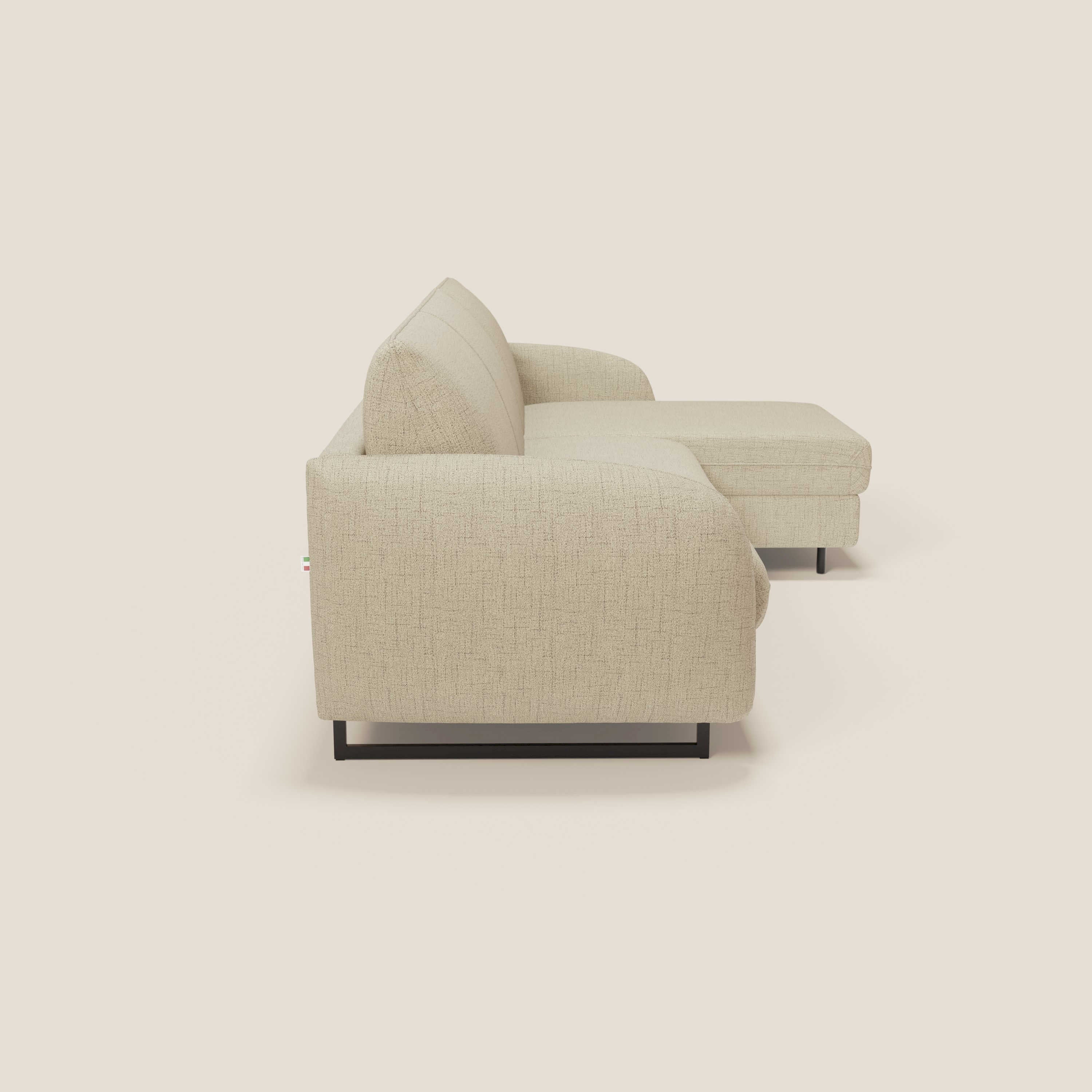 Ninfea Divano Letto Angolare con Penisola Contenitore e Materasso H18 cm - piedini in metallo e Tessuto impermeabile T03 - divitt.sbs
