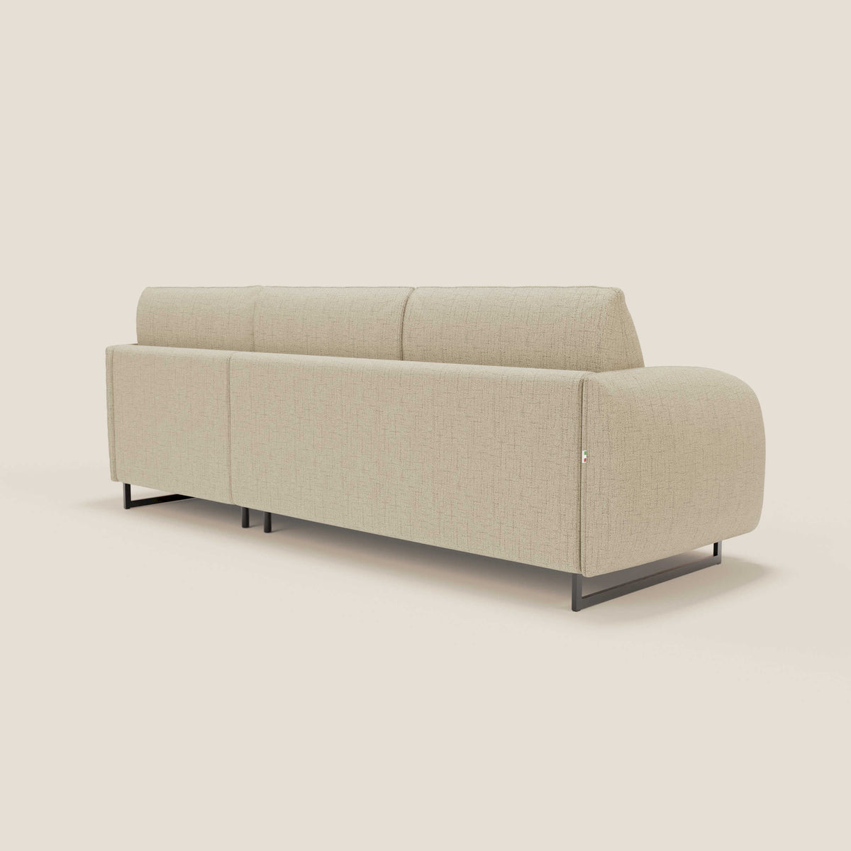 Ninfea Divano Letto Angolare con Penisola Contenitore e Materasso H18 cm - piedini in metallo e Tessuto impermeabile T03 - divitt.sbs