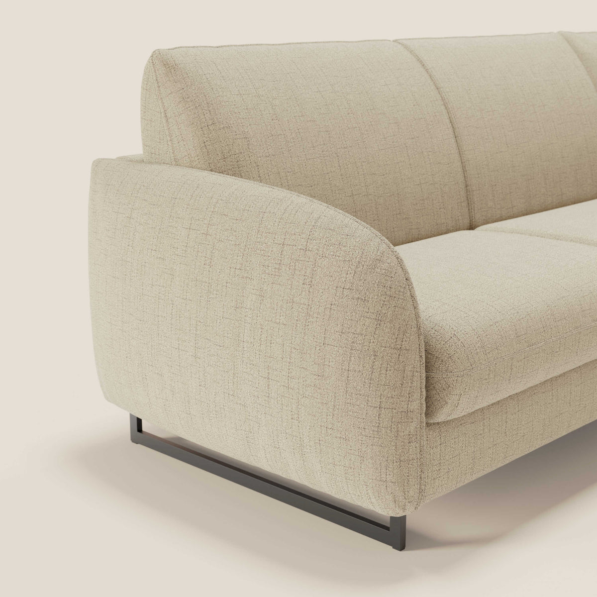 Ninfea Divano Letto Angolare con Penisola Contenitore e Materasso H18 cm - piedini in metallo e Tessuto impermeabile T03 - divitt.sbs
