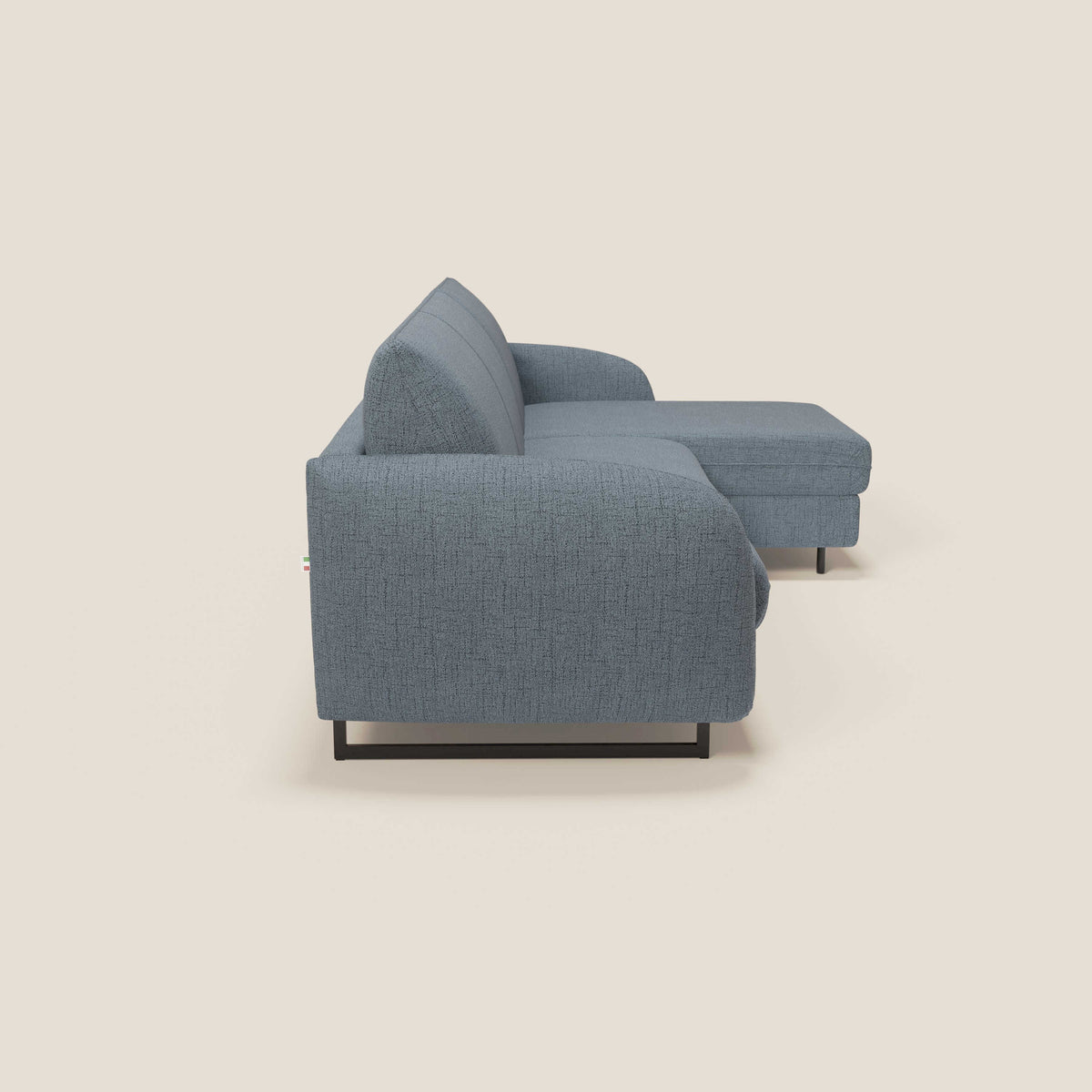 Ninfea Divano Letto Angolare con Penisola Contenitore e Materasso H18 cm - piedini in metallo e Tessuto impermeabile T03 - divitt.sbs