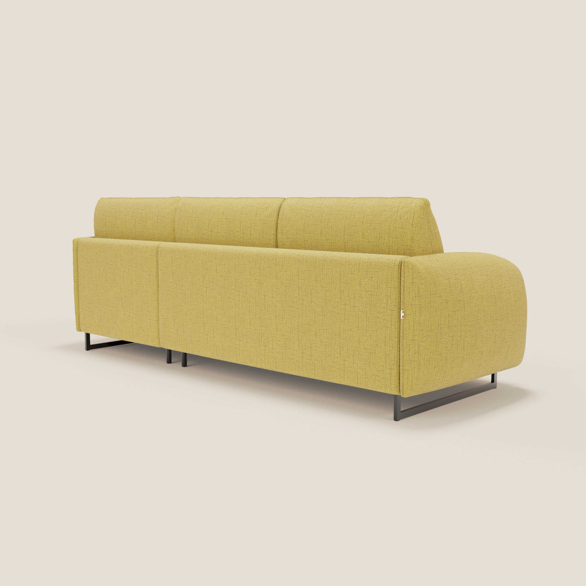 Ninfea Divano Letto Angolare con Penisola Contenitore e Materasso H18 cm - piedini in metallo e Tessuto impermeabile T03 - divitt.sbs
