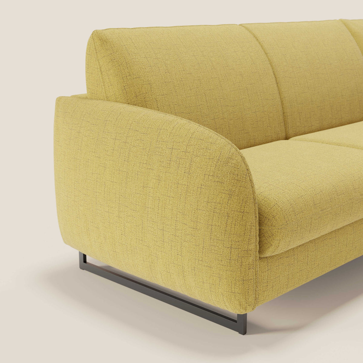 Ninfea Divano Letto Angolare con Penisola Contenitore e Materasso H18 cm - piedini in metallo e Tessuto impermeabile T03 - divitt.sbs