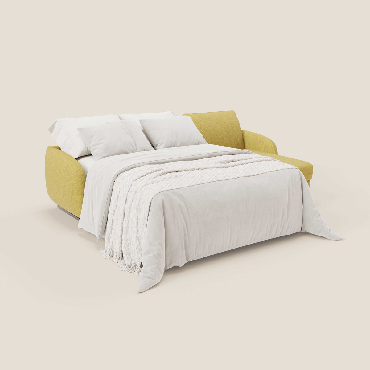 Ninfea Divano Letto Angolare con Penisola Contenitore e Materasso H18 cm - piedini in metallo e Tessuto impermeabile T03 - divitt.sbs