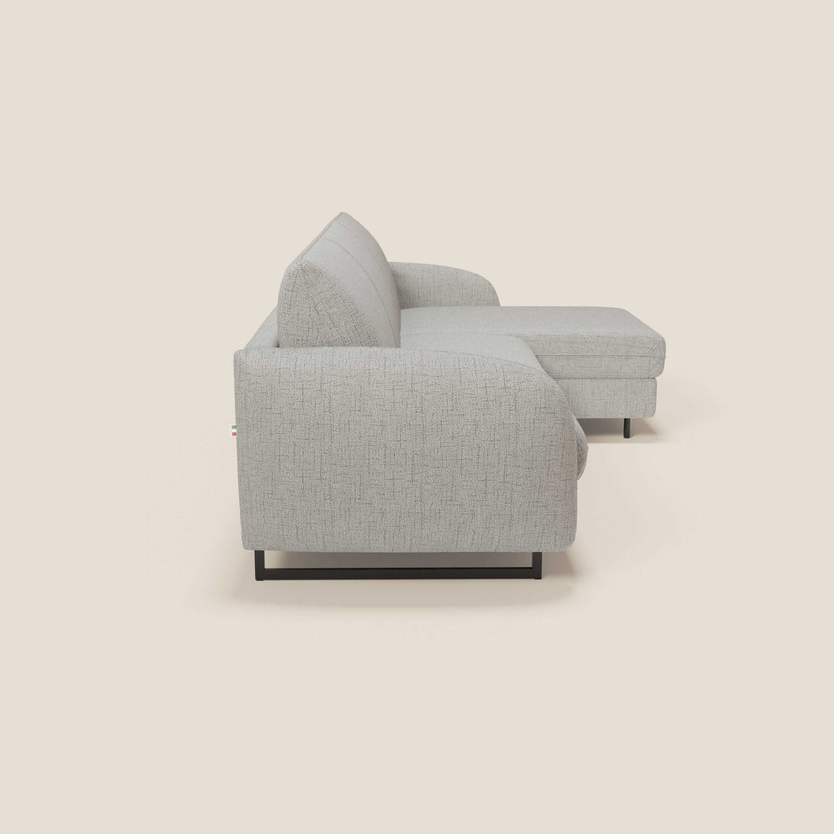 Ninfea Divano Letto Angolare con Penisola Contenitore e Materasso H18 cm - piedini in metallo e Tessuto impermeabile T03 - divitt.sbs