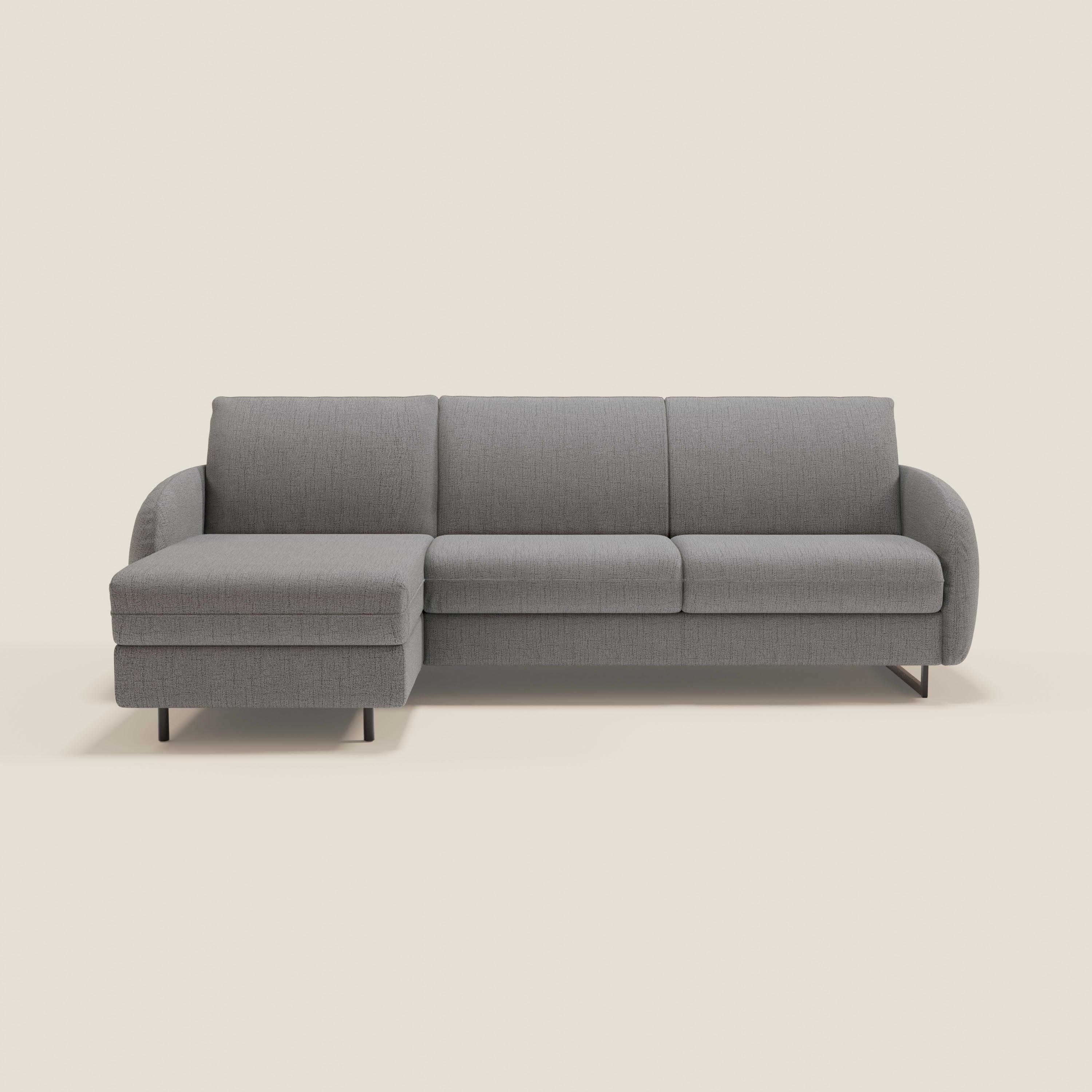 Ninfea Divano Letto Angolare con Penisola Contenitore e Materasso H18 cm - piedini in metallo e Tessuto impermeabile T03 - divitt.sbs