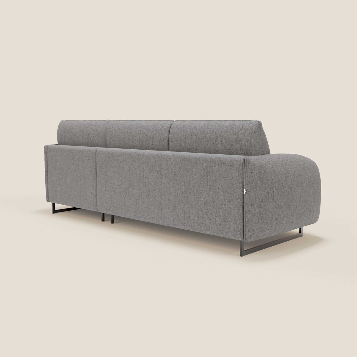 Ninfea Divano Letto Angolare con Penisola Contenitore e Materasso H18 cm - piedini in metallo e Tessuto impermeabile T03 - divitt.sbs