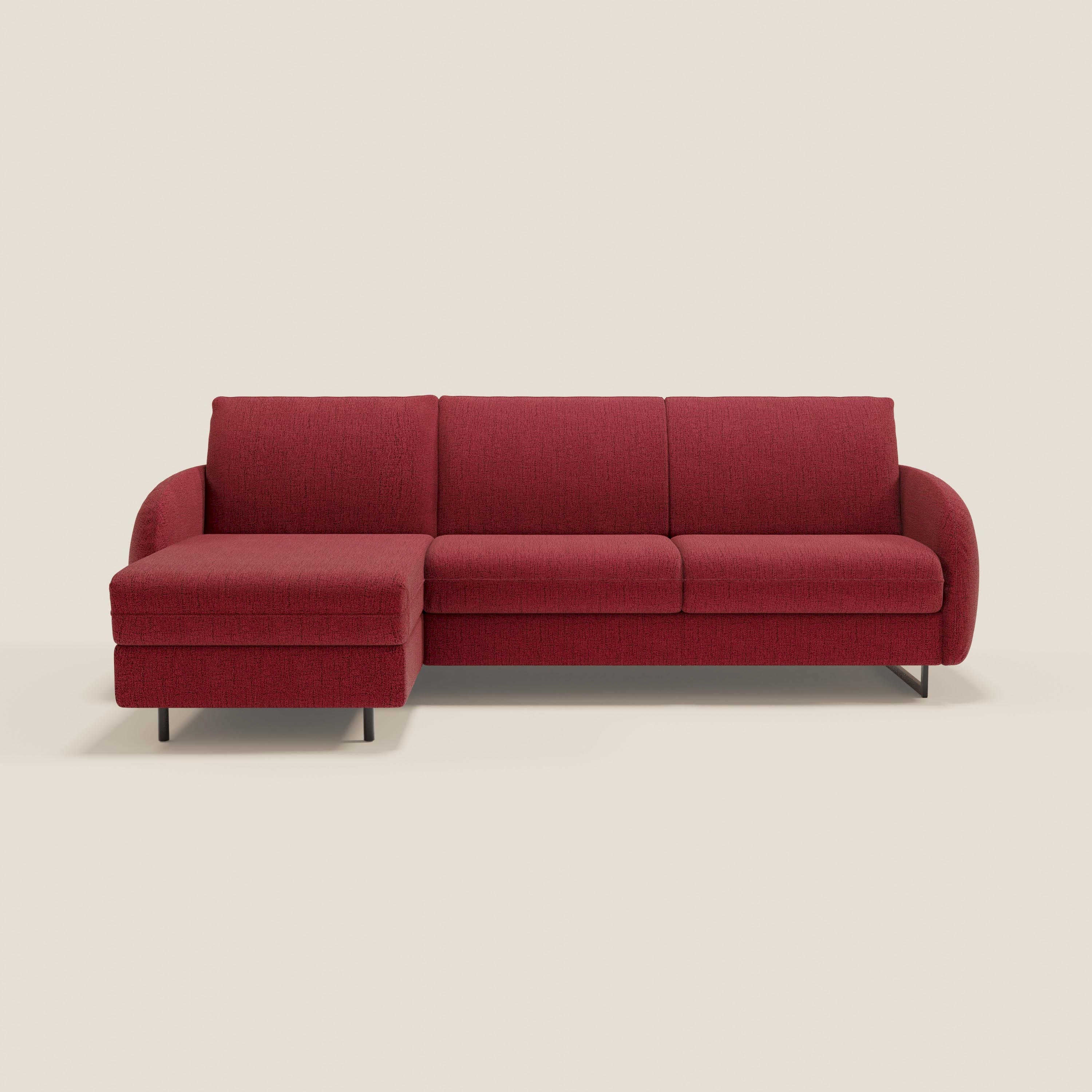 Ninfea Divano Letto Angolare con Penisola Contenitore e Materasso H18 cm - piedini in metallo e Tessuto impermeabile T03 - divitt.sbs