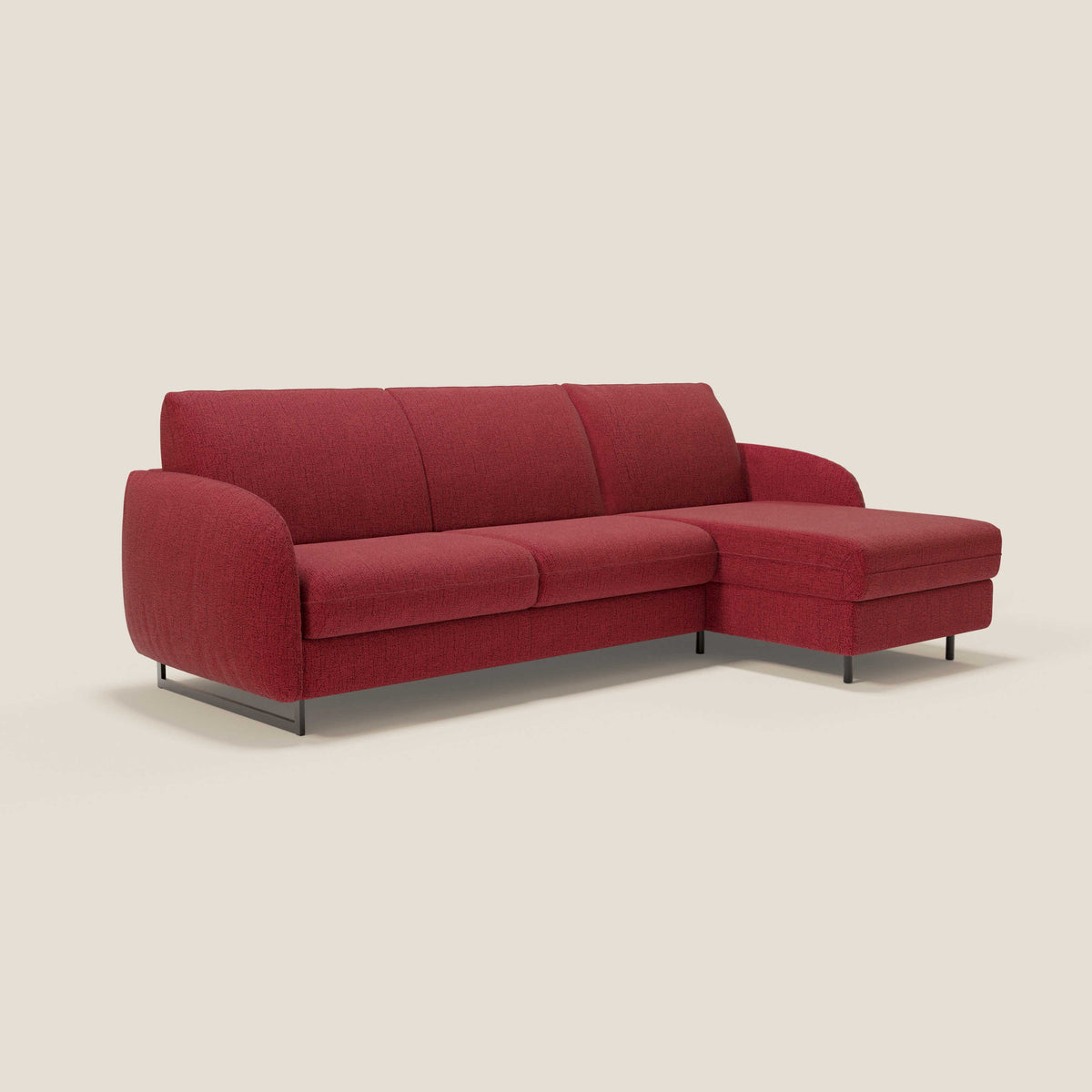 Ninfea Divano Letto Angolare con Penisola Contenitore e Materasso H18 cm - piedini in metallo e Tessuto impermeabile T03 - divitt.sbs