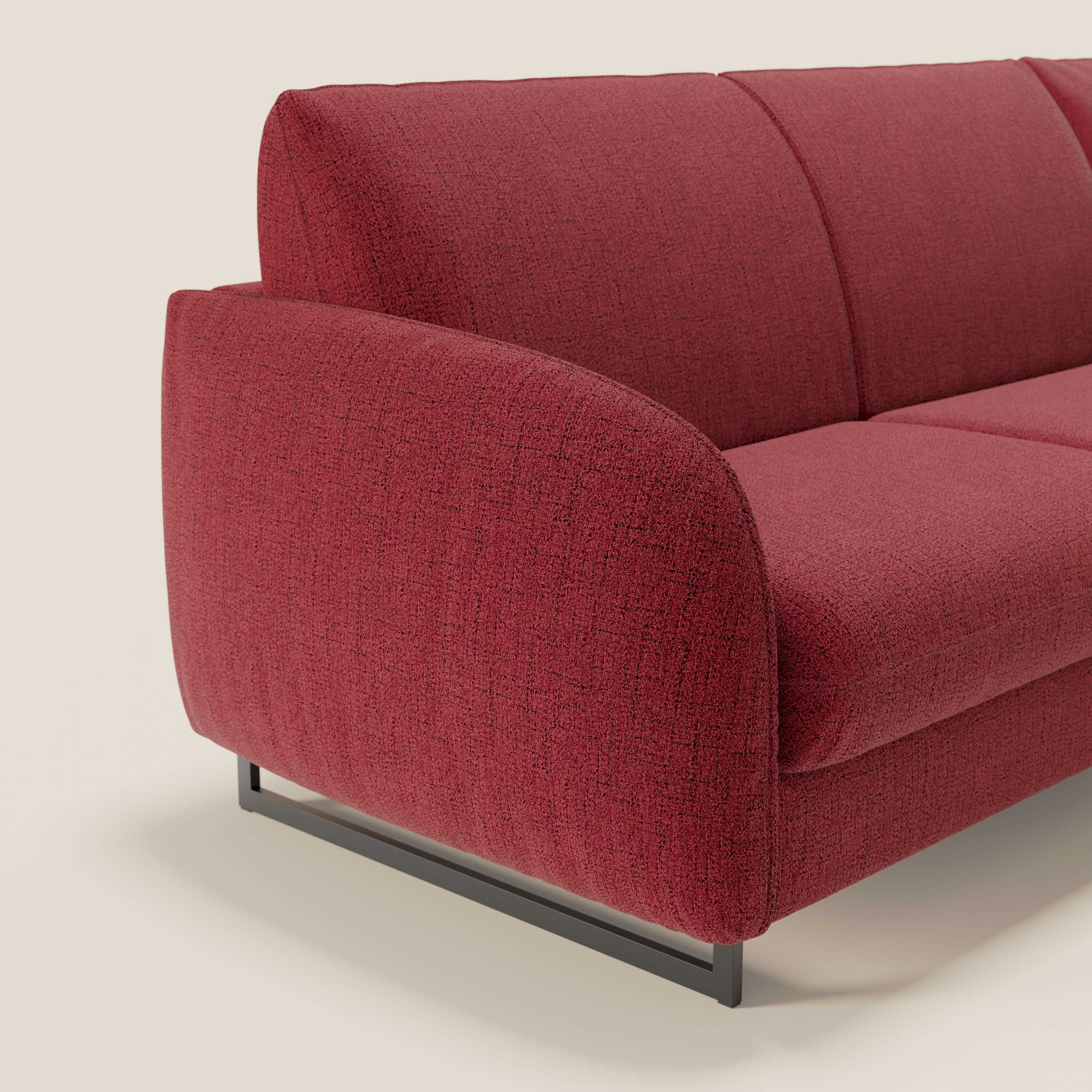 Ninfea Divano Letto Angolare con Penisola Contenitore e Materasso H18 cm - piedini in metallo e Tessuto impermeabile T03 - divitt.sbs