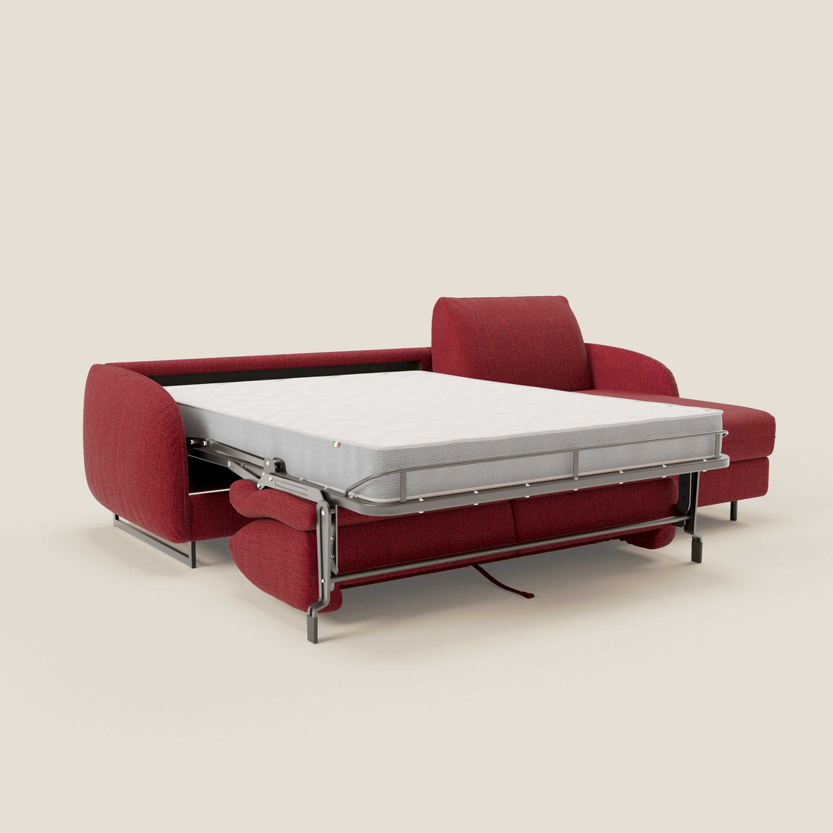 Ninfea Divano Letto Angolare con Penisola Contenitore e Materasso H18 cm - piedini in metallo e Tessuto impermeabile T03 - divitt.sbs