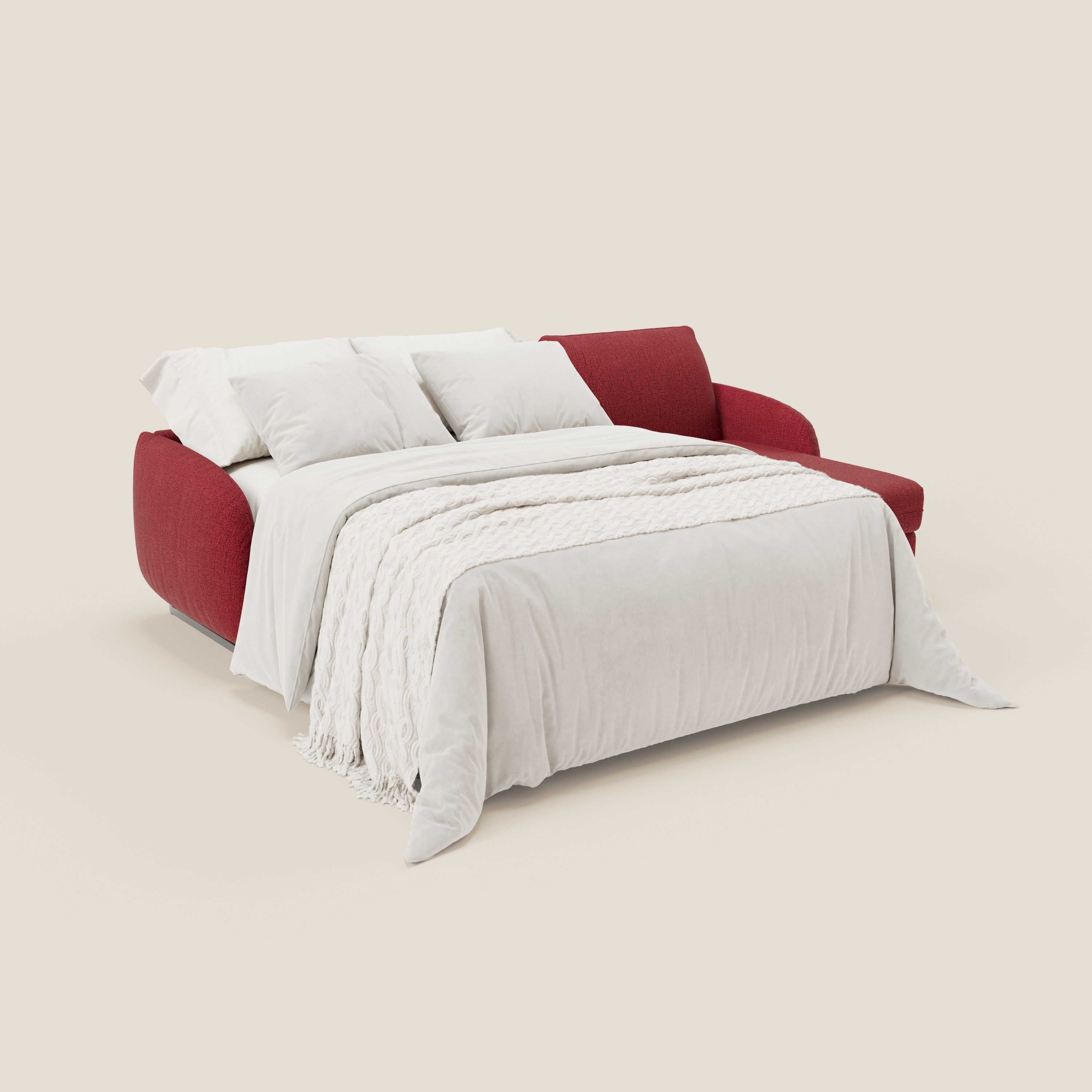 Ninfea Divano Letto Angolare con Penisola Contenitore e Materasso H18 cm - piedini in metallo e Tessuto impermeabile T03 - divitt.sbs