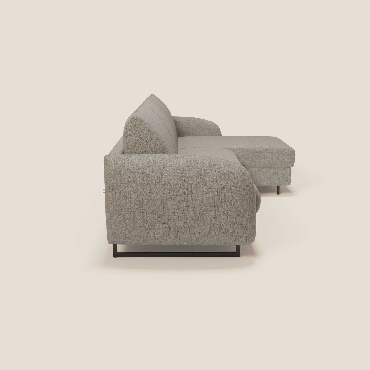 Ninfea Divano Letto Angolare con Penisola Contenitore e Materasso H18 cm - piedini in metallo e Tessuto impermeabile T03 - divitt.sbs