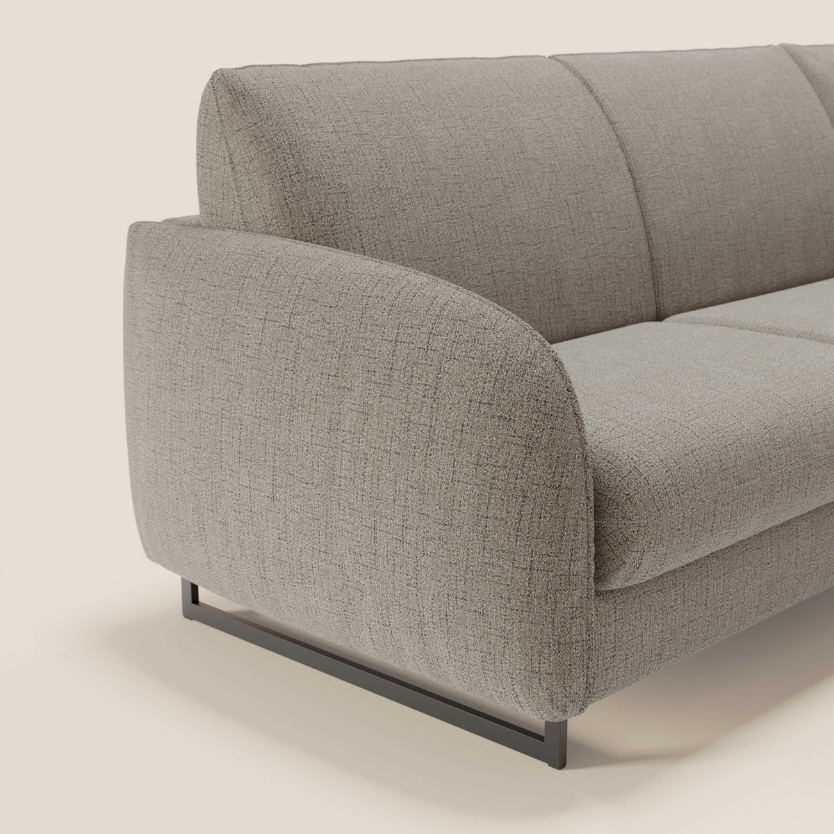 Ninfea Divano Letto Angolare con Penisola Contenitore e Materasso H18 cm - piedini in metallo e Tessuto impermeabile T03 - divitt.sbs