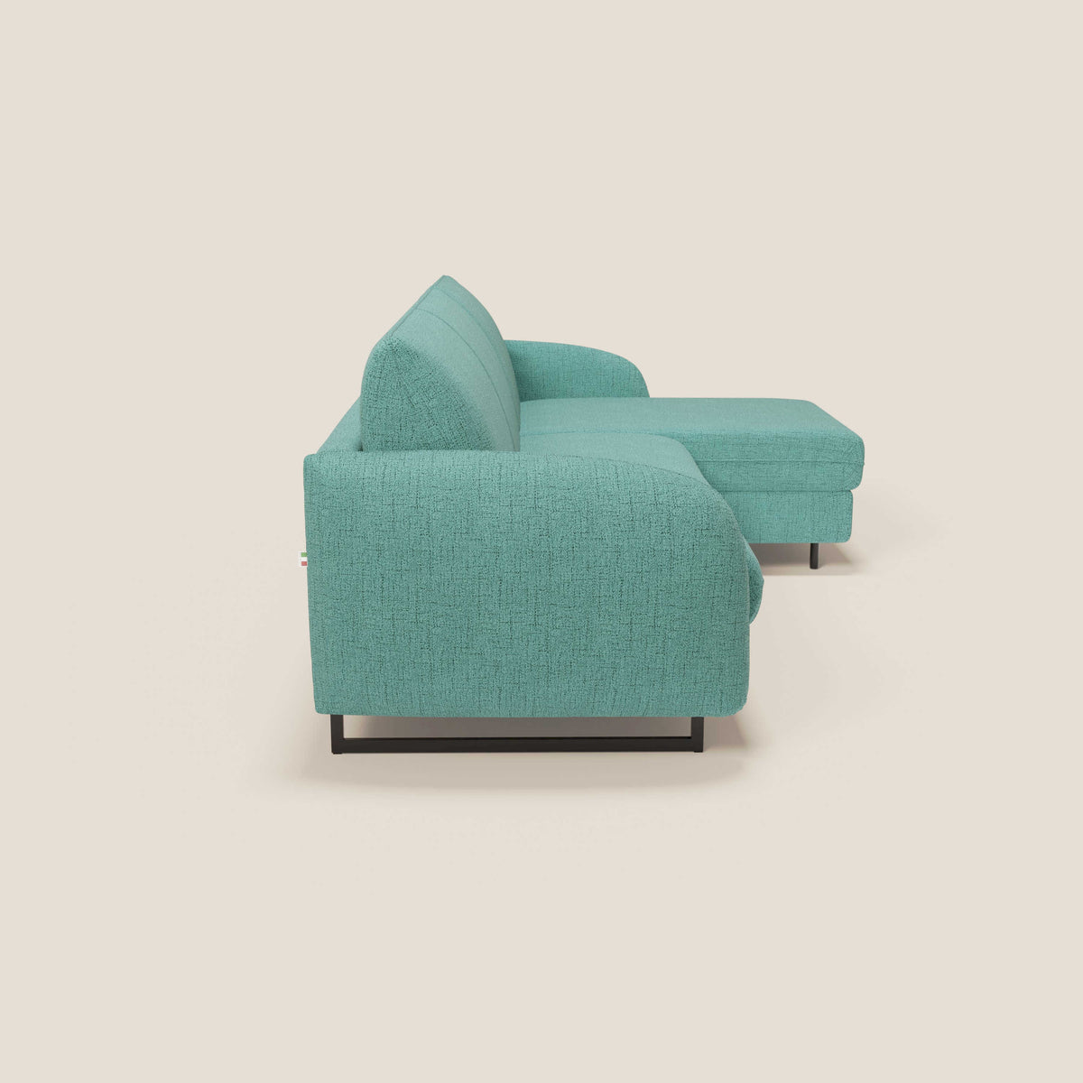 Ninfea Divano Letto Angolare con Penisola Contenitore e Materasso H18 cm - piedini in metallo e Tessuto impermeabile T03 - divitt.sbs