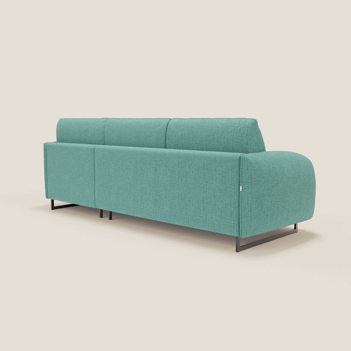Ninfea Divano Letto Angolare con Penisola Contenitore e Materasso H18 cm - piedini in metallo e Tessuto impermeabile T03 - divitt.sbs