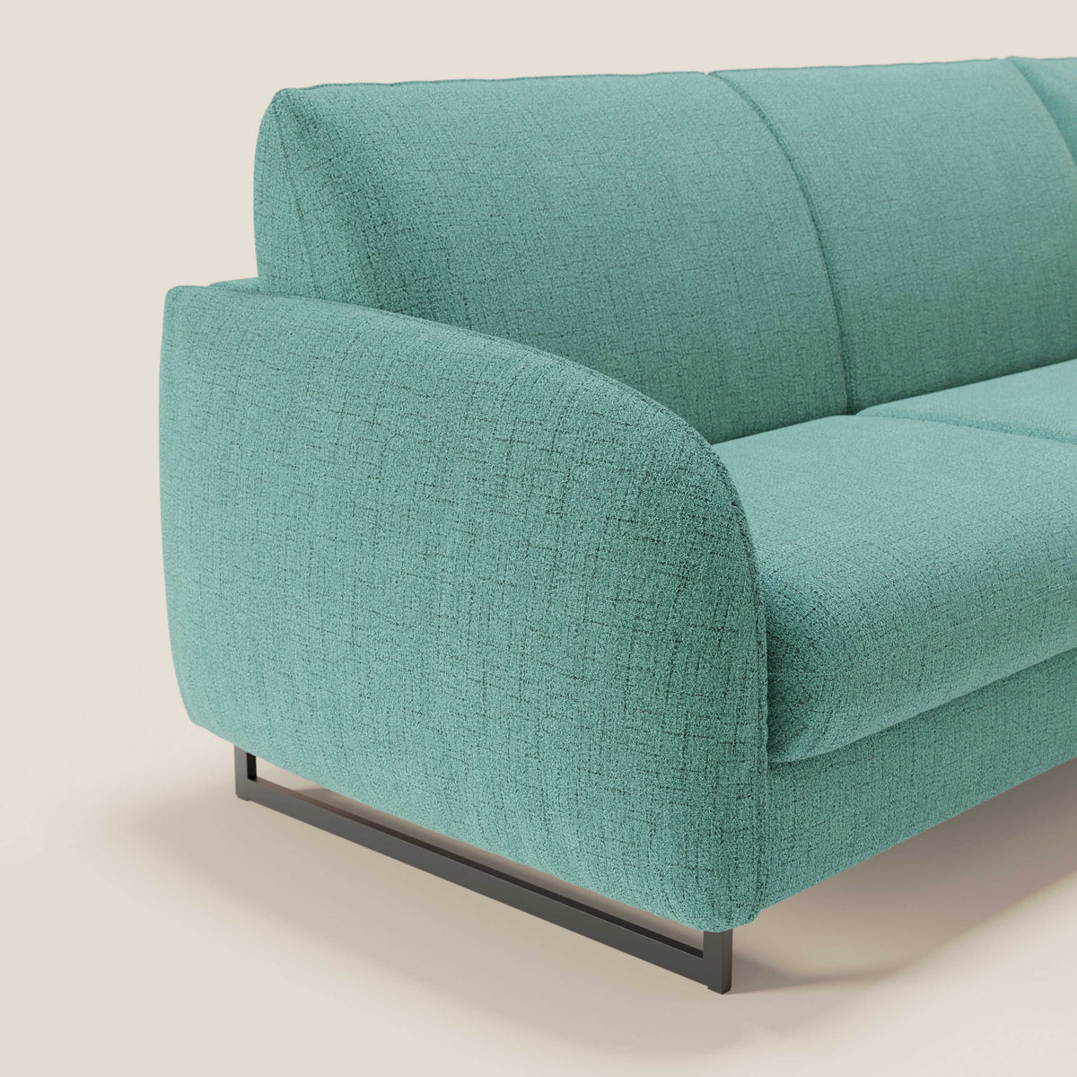 Ninfea Divano Letto Angolare con Penisola Contenitore e Materasso H18 cm - piedini in metallo e Tessuto impermeabile T03 - divitt.sbs