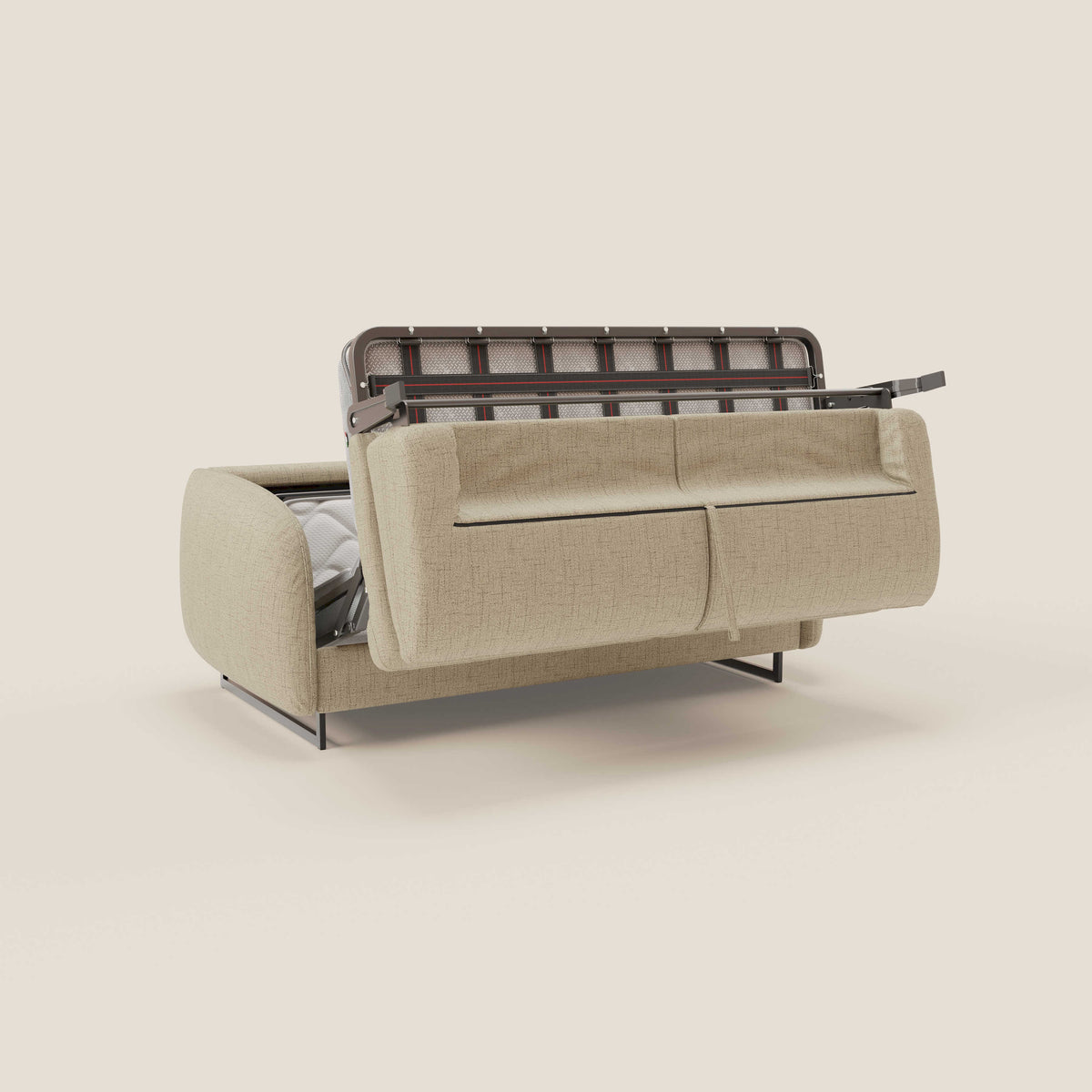 Ninfea divano letto Design Morbido con Piedini alti in Metallo e Materasso H18 cm in tessuto impermeabile T03 - divitt.sbs