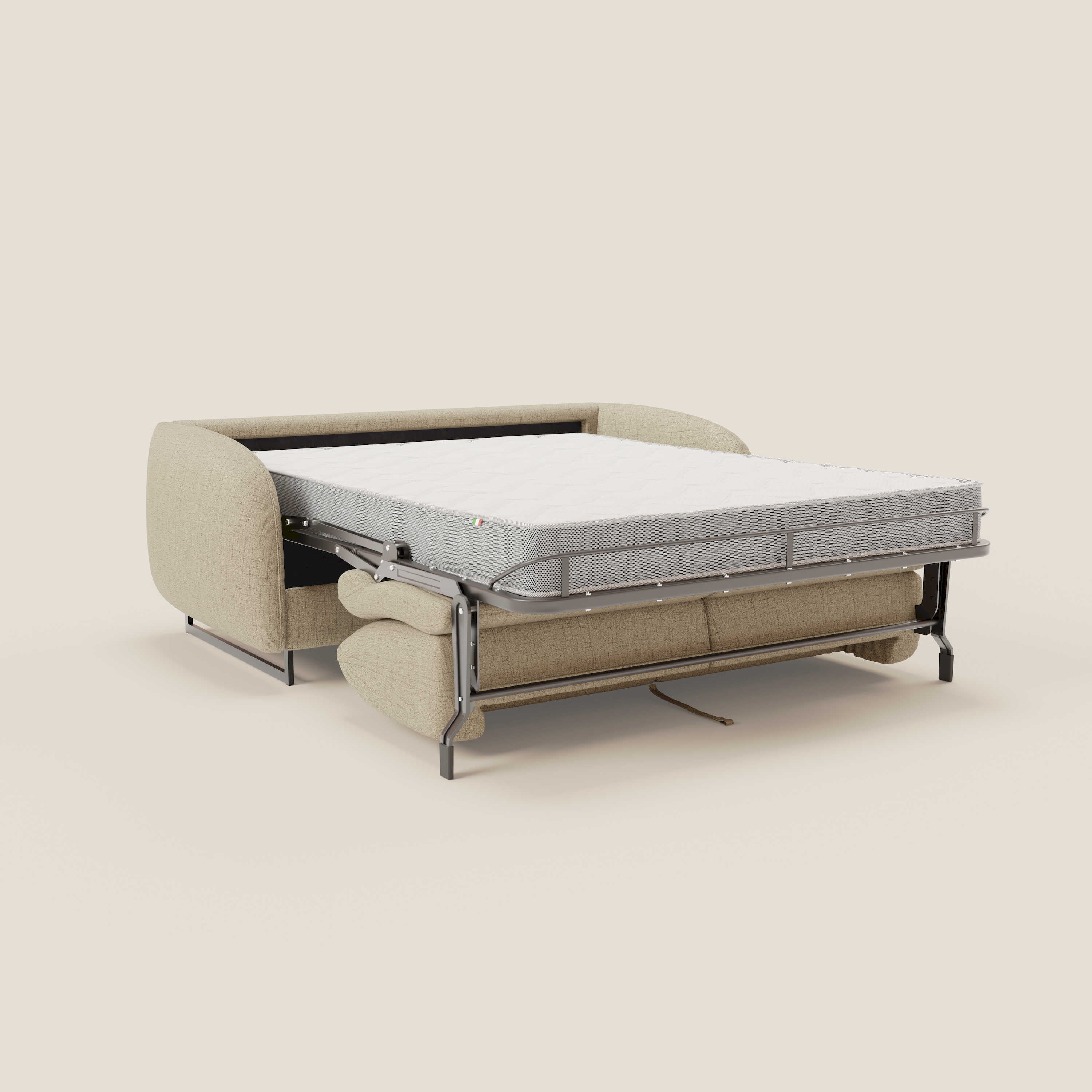 Ninfea divano letto Design Morbido con Piedini alti in Metallo e Materasso H18 cm in tessuto impermeabile T03 - divitt.sbs