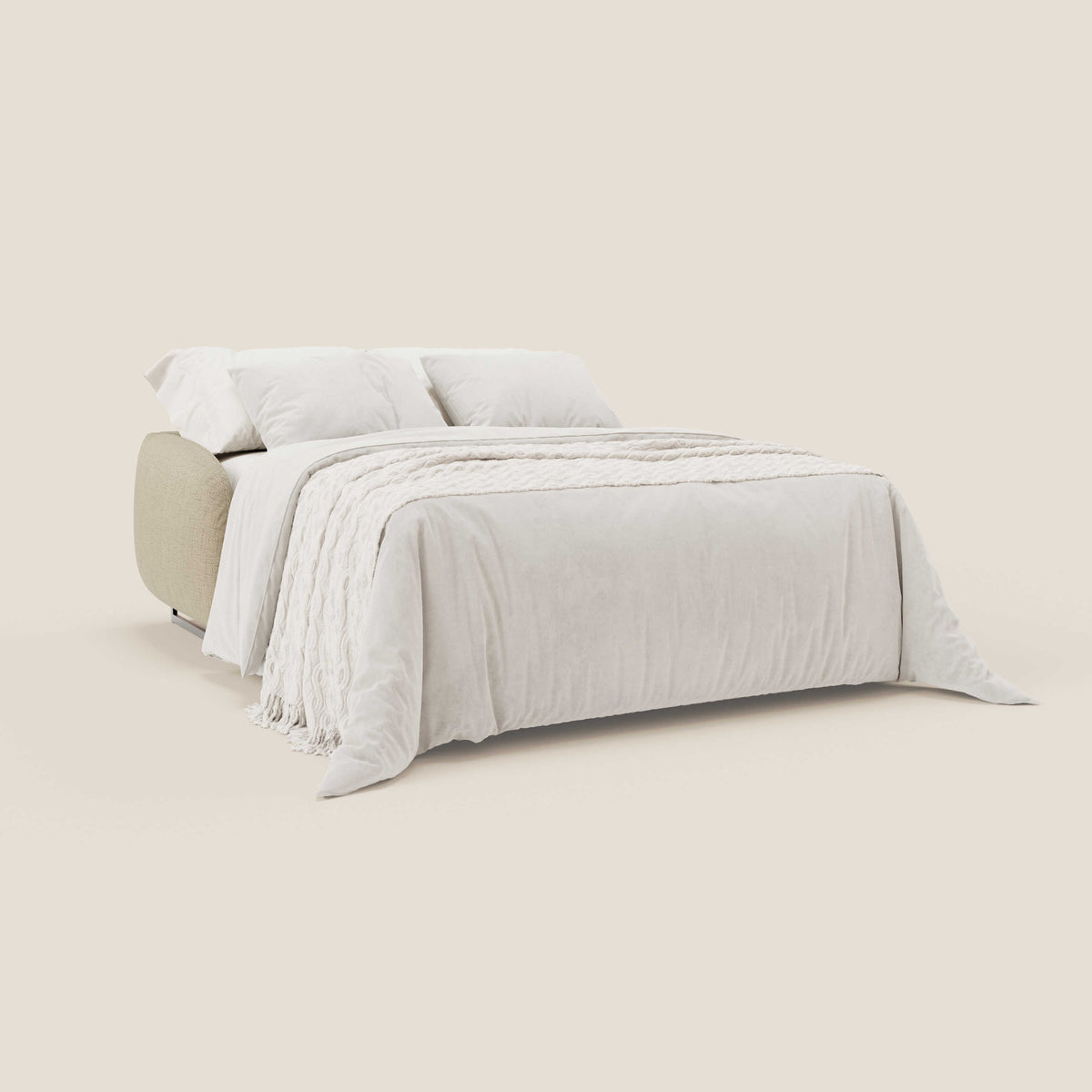 Ninfea divano letto Design Morbido con Piedini alti in Metallo e Materasso H18 cm in tessuto impermeabile T03 - divitt.sbs