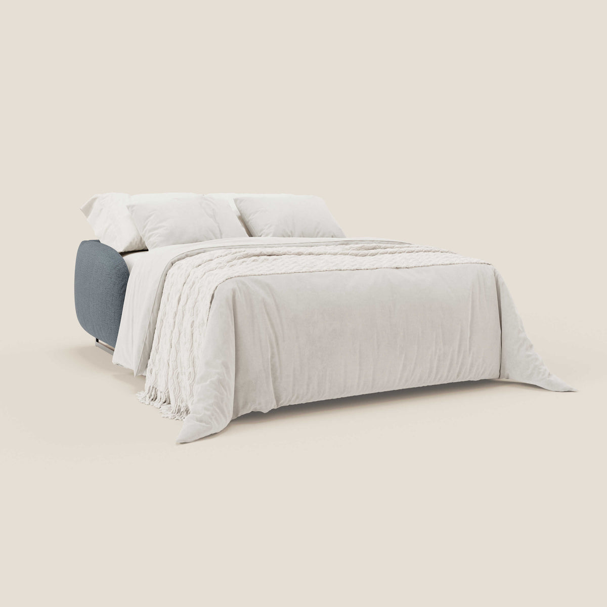 Ninfea divano letto Design Morbido con Piedini alti in Metallo e Materasso H18 cm in tessuto impermeabile T03 - divitt.sbs